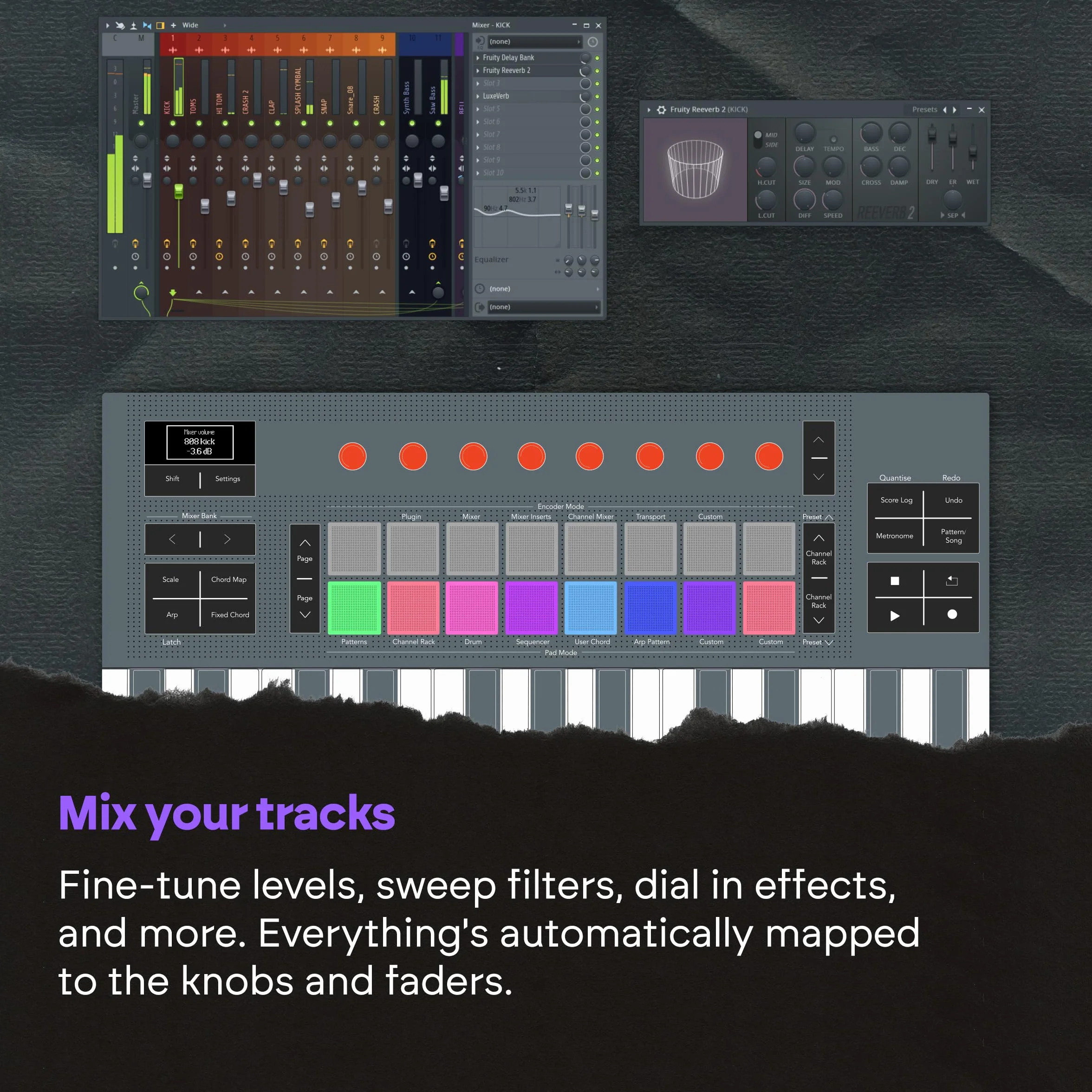 Novation FLkey 2 49 — Teclado controlador MIDI de 49 teclas para FL Studio. Teclas semicontrapesadas, USB, ruedas de tono y modulación, 16 pads de percusión y arpegiador. Incluye 6 meses de FL Studio