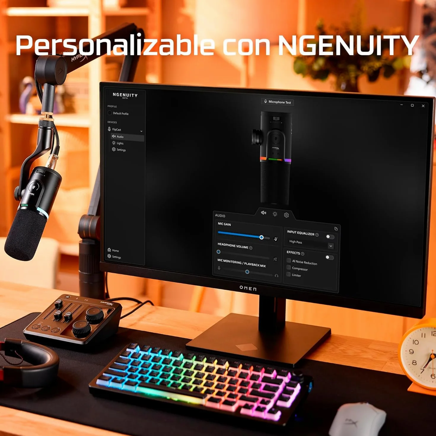 HyperX Flipcast - Micrófono dinámico cardioide para Streaming, podcasts y grabación Vocal, USB-C, XLR, metálico, Negro