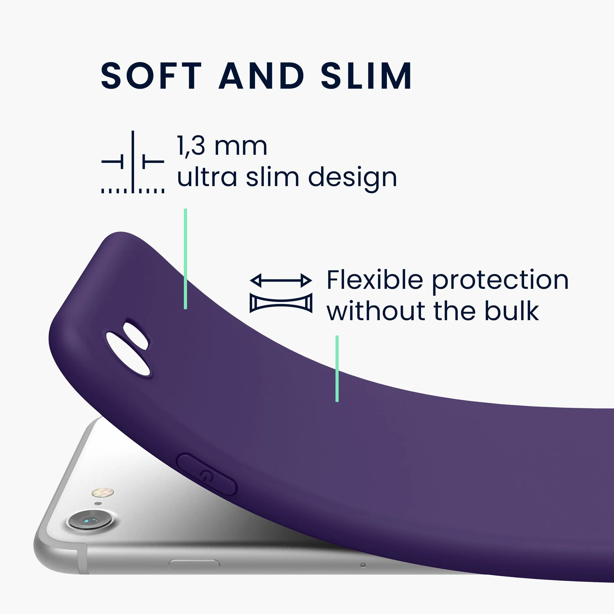 kwmobile Funda para Apple iPhone SE 2022/2020 8 7 - Carcasa con Bordes elevados - Carga inalámbrica - Púrpura Mate