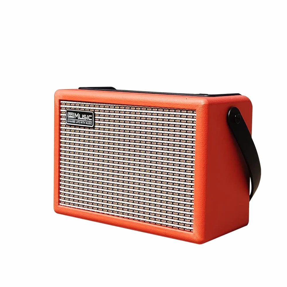 Coolmusic 15G portátil con Bluetooth amplificador de guitarra acústica, amplificador de guitarra eléctrica, con ganancia y reverberación(naranja)