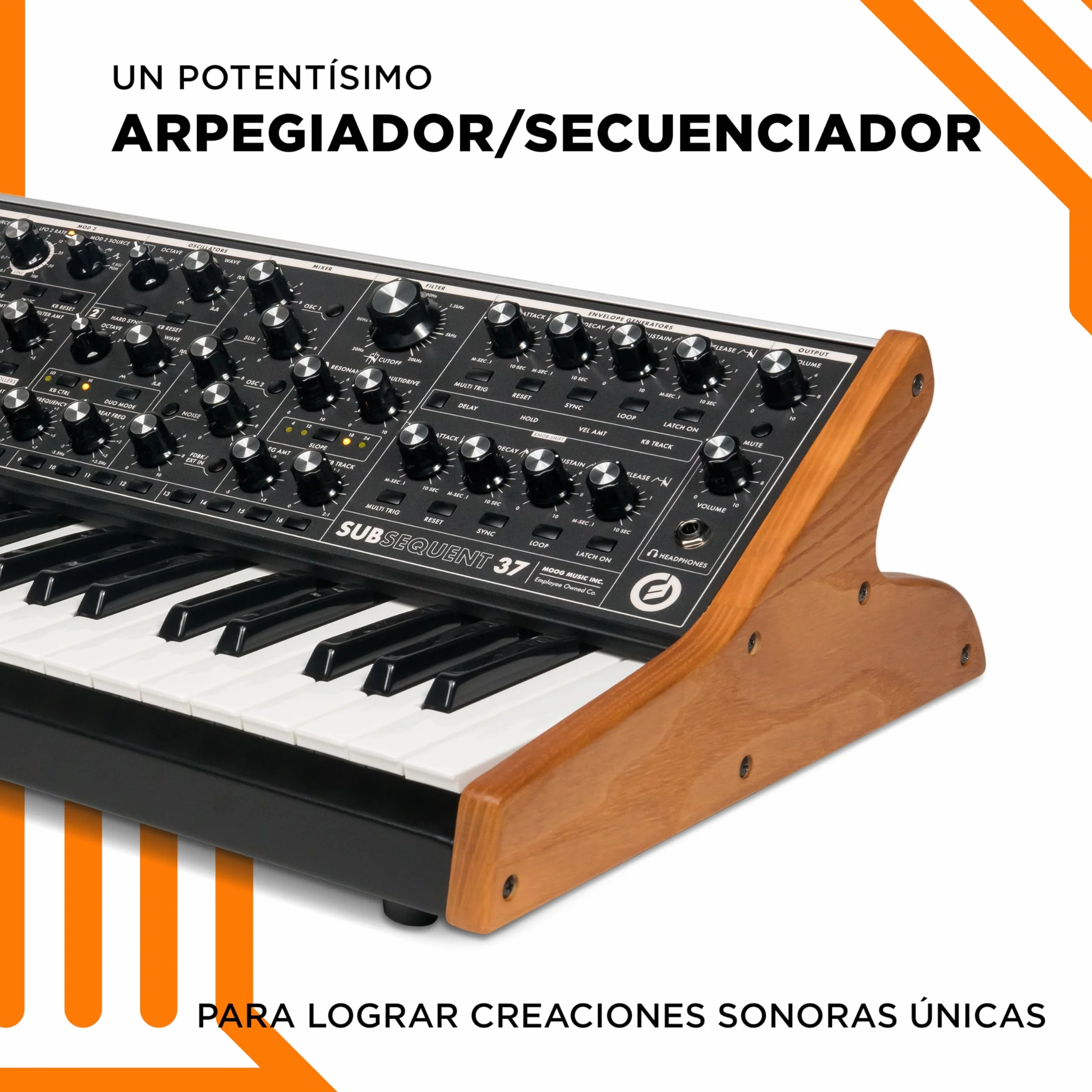 MOOG Subsequent 37 - Sintetizador Analógico Parafónico y Teclado MIDI con 37 Teclas Semicontrapesadas, Ampli de Auriculares, 256 Presets y Editor de Software