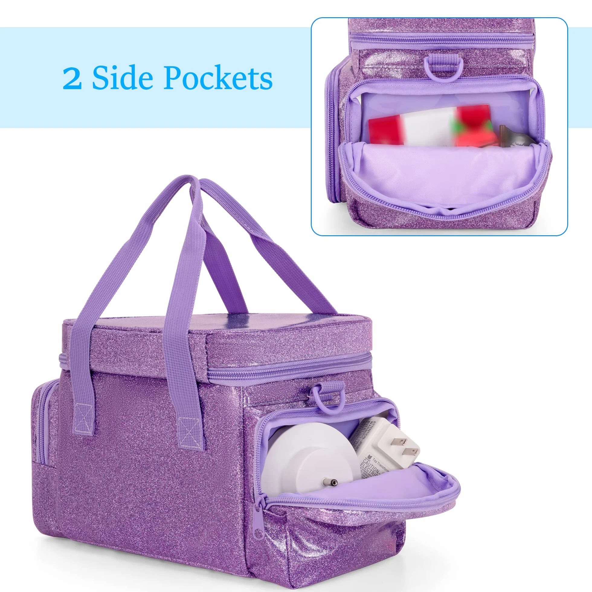 LoDrid Estuche de Transporte Compatible con Tonie 2/1, Bolsa de Almacenamiento para Juego de Reproductor de Audio y Accesorios con asa y Correa para el Hombro, púrpura (diseño Patentado)