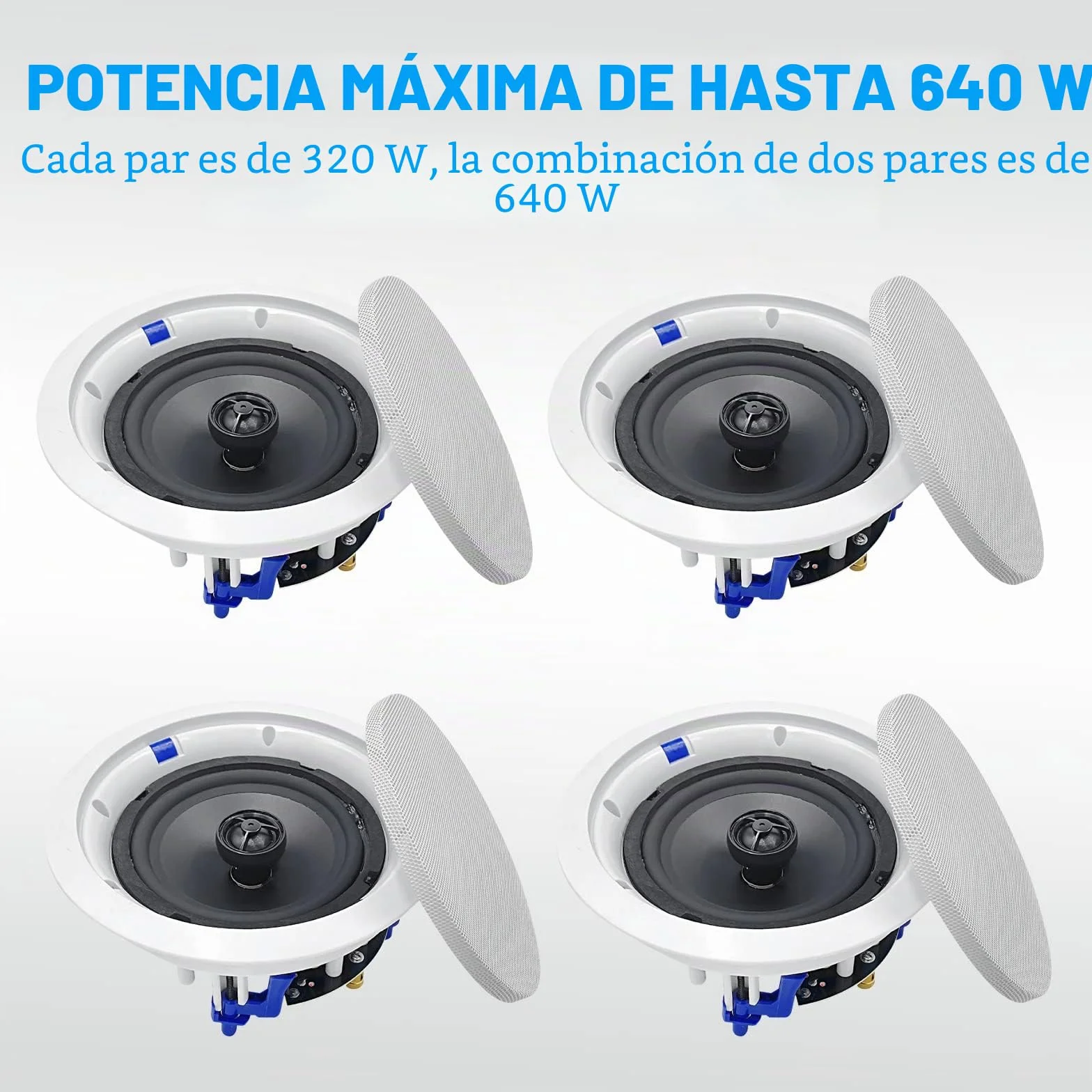 Herdio Altavoces de Techo 6,5 Pulgadas 640 Vatios Montaje Empotrado 2 Vías 4 Unidades