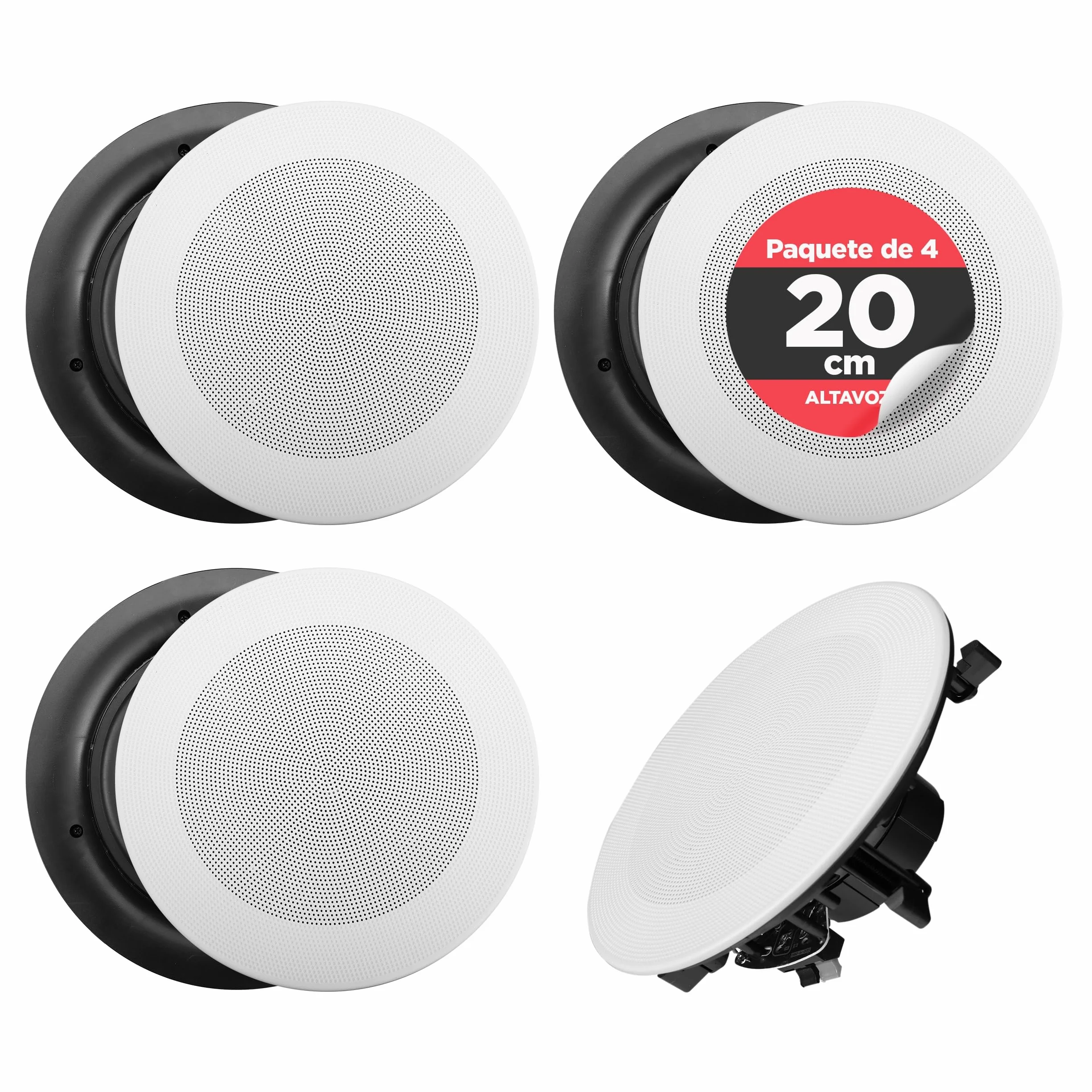 Pyle Altavoces empotrables 8" 250W Dos vías Estéreo Amplificador 4 Canales
