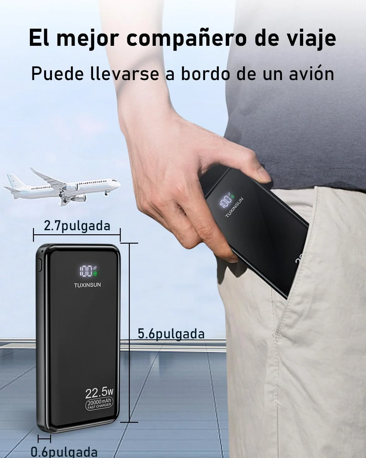 Power Bank 22.5W 20000mAh Bateria Externa Carga Rapida, Bateria Portatil PD3.0 QC4.0, Powerbank USB C Input & Output con Pantalla LCD Compatible con Smartphones, smartwatches, etc (black01)