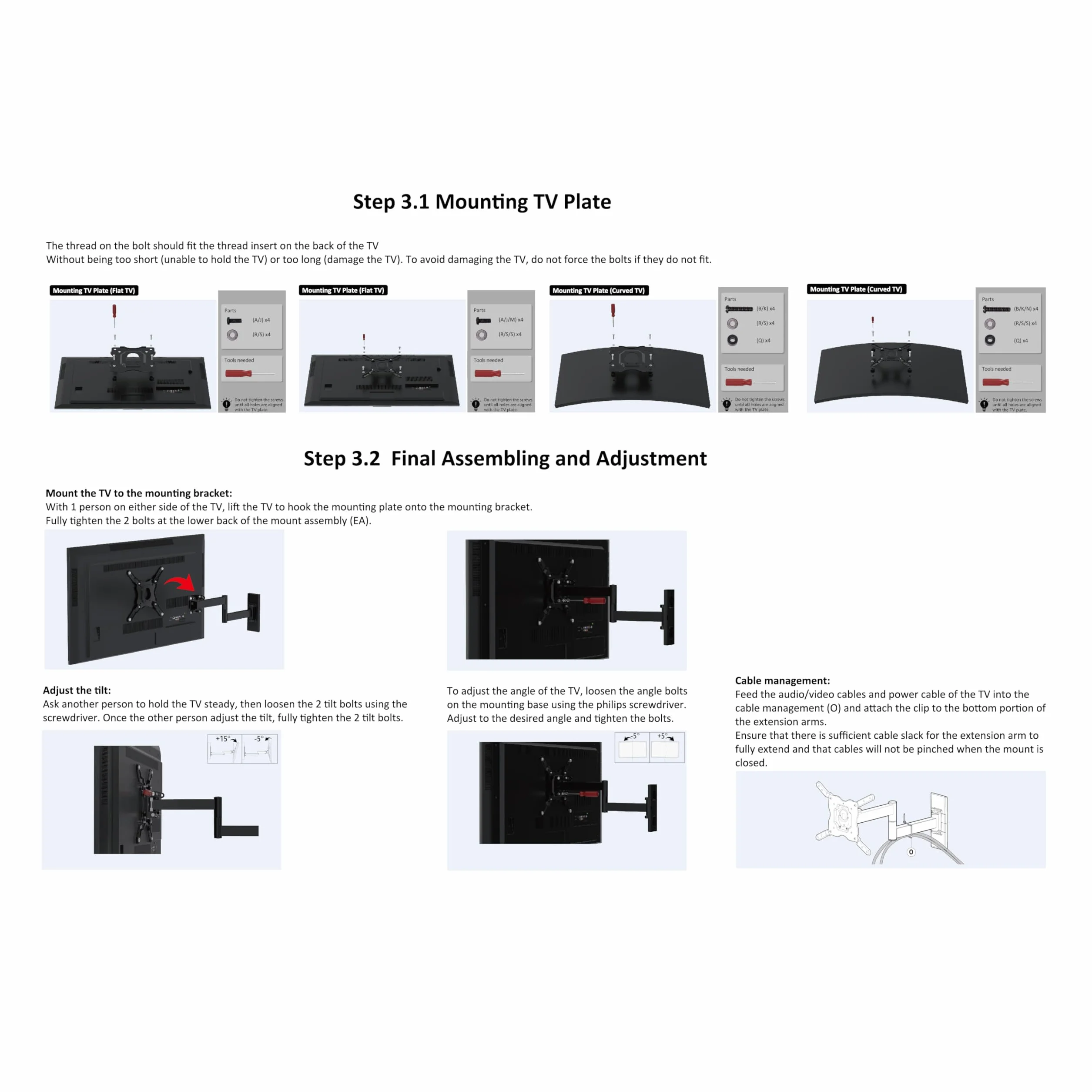 Amazon Basics Soporte de Pared para TV Movimiento Completo Giratorio e Inclinable 12-40 Pulgadas 36kg VESA 200x200mm Negro