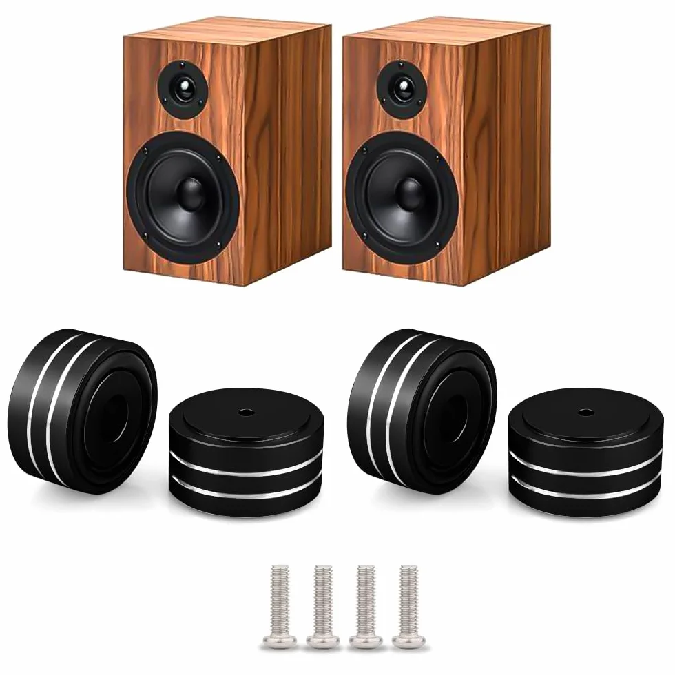 4 unidades de altavoces de gama alta 40x20 amortiguadores de audio vibración pies absorbentes con tornillos y arandelas negro