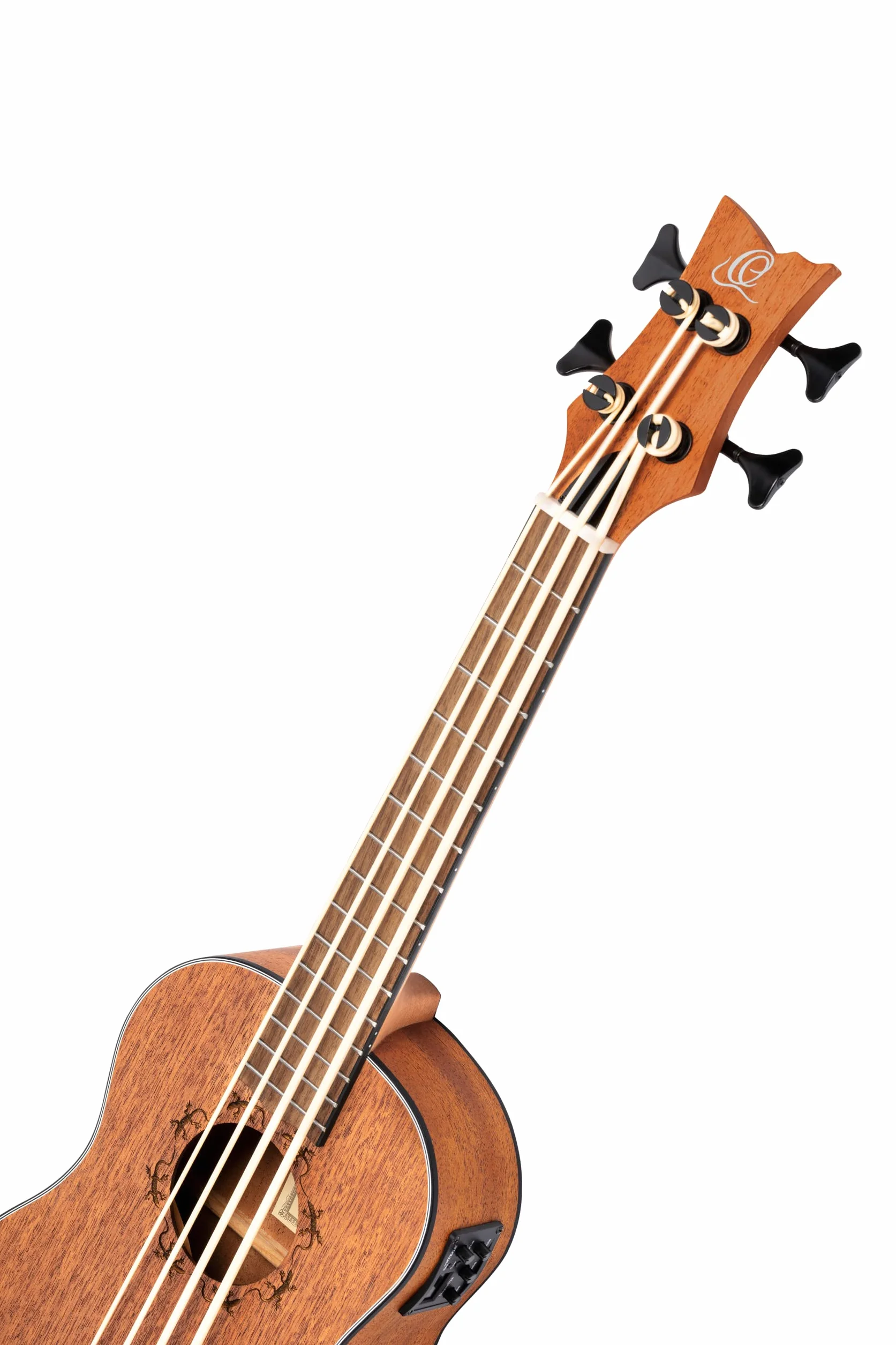 Ortega Guitars Travel Bass electro-acústico - zurdo - Serie Lizard - Ukelele bajo - incluye Gig Bag - Caoba (LIZZY-BS-GB-L)