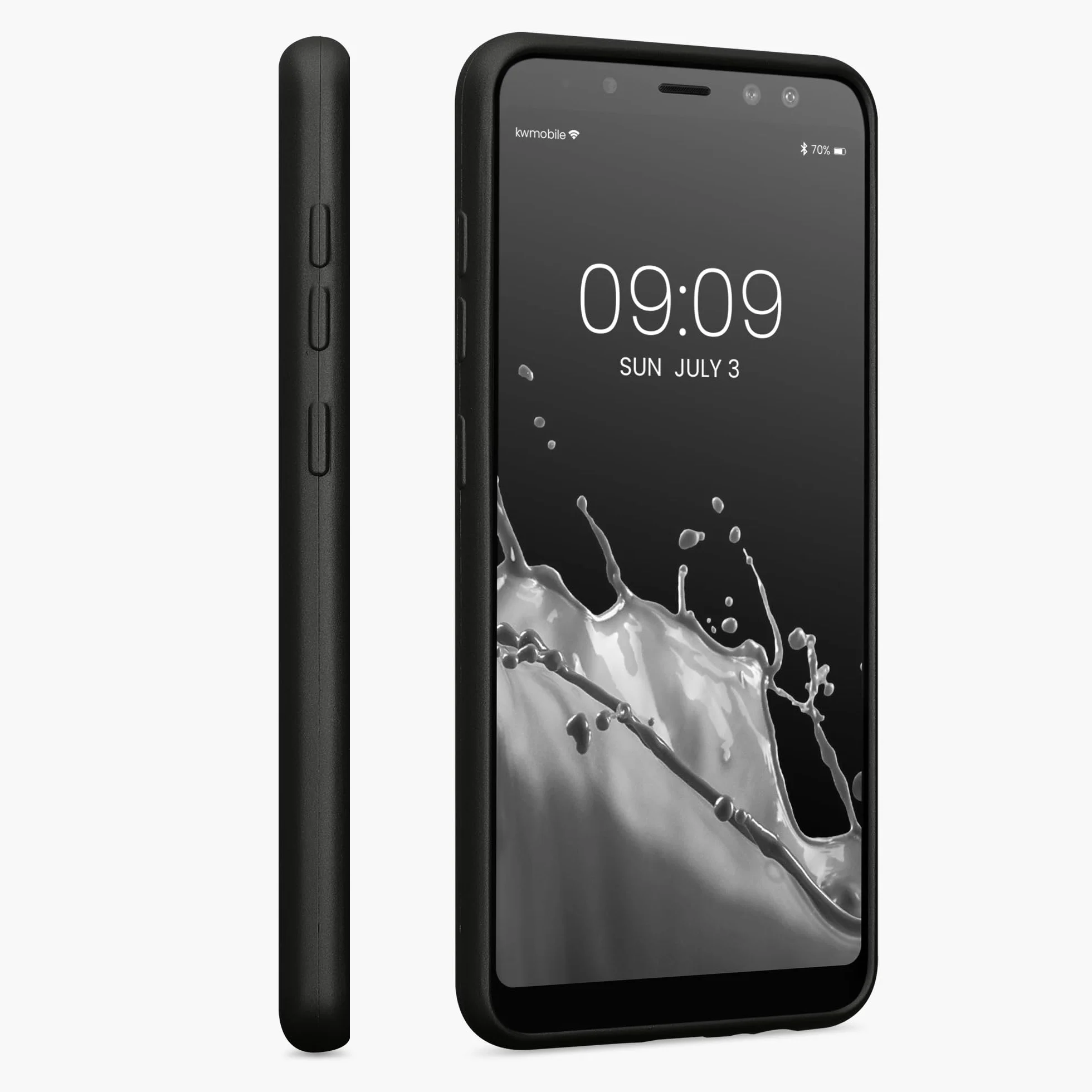 kwmobile Funda Samsung Galaxy A8 (2018) Carcasa TPU Silicona Ultrafino Antigolpes Gris Metalizado