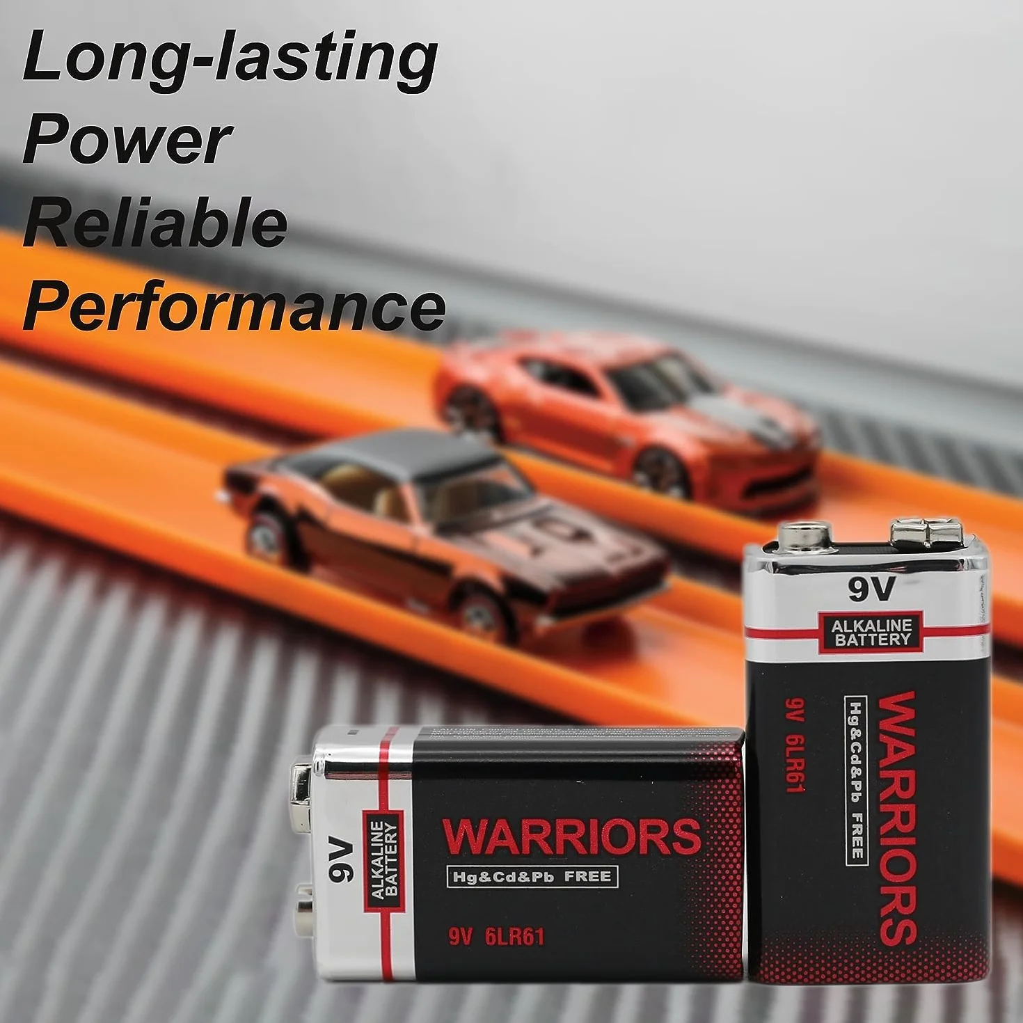 Warriors Batería Alcalina 9V 6LR61 6F22 PP3 MN1604 Larga Duración para Detectores de Humo