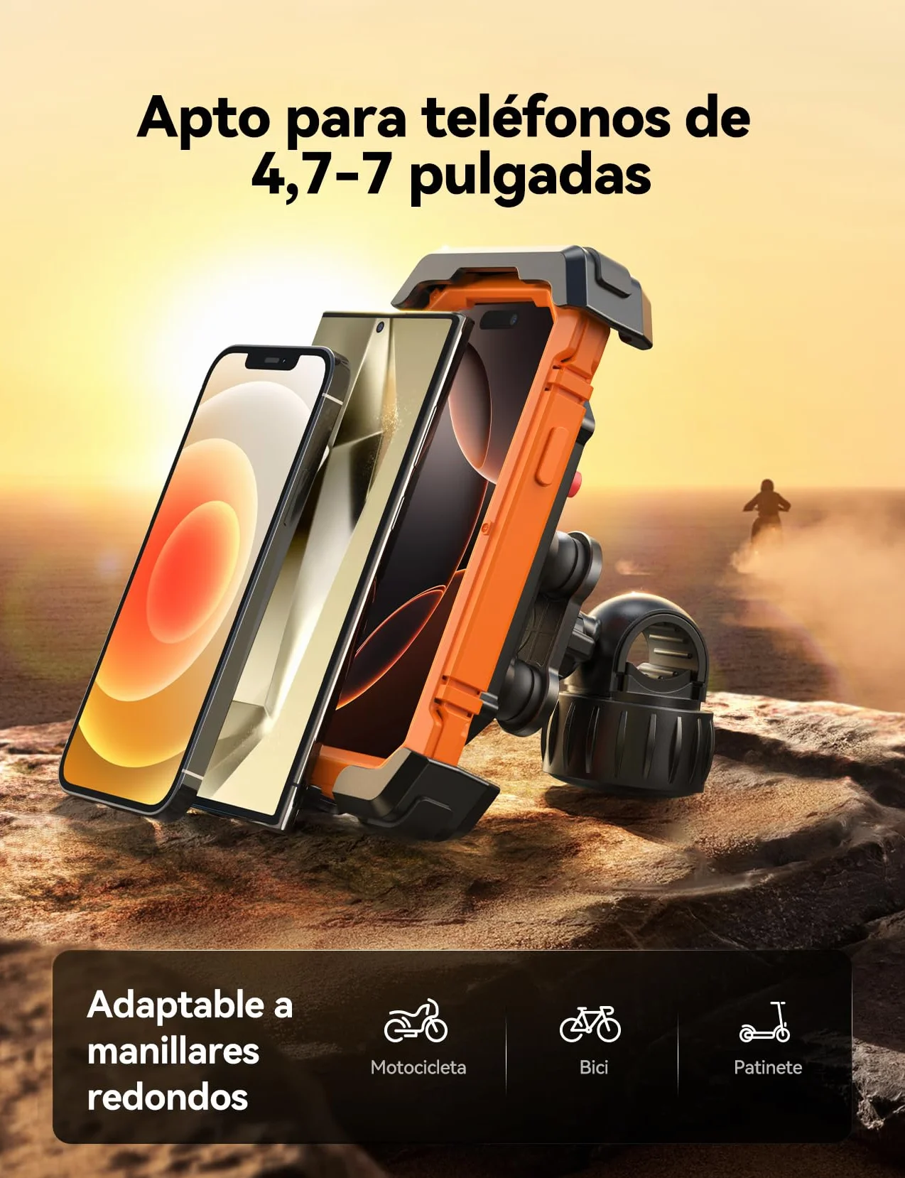 JOYROOM Universal Soporte Movil Moto Bicicleta Anti-Vibración para iPhone 17/16/15/14 Pro MAX Samsung S25/S24 Ultra Smartphones 4,7"-7"