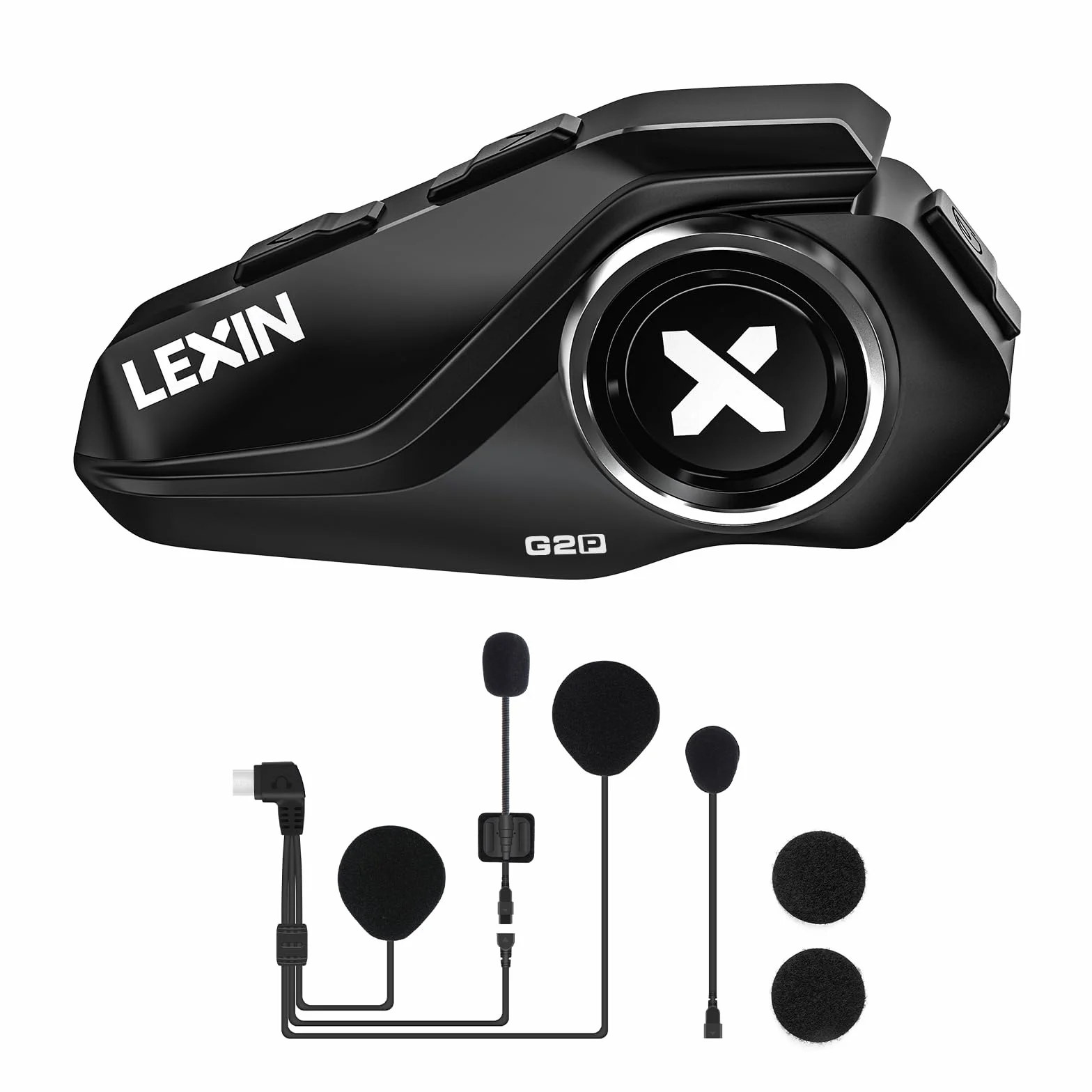 LEXIN G2P Intercomunicador Casco Moto Bluetooth 6 Vías, Sistema Comunicación con 4 Cubiertas Reemplazables