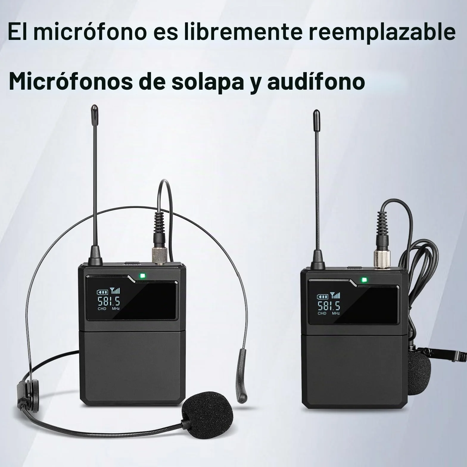 Depusheng R6 Juego de micrófono inalámbrico de 4 Canales con micrófono Lavalier y micrófono Auricular, Receptor de Metal, Ideal para Cantar, Karaoke, Fiestas, Bodas