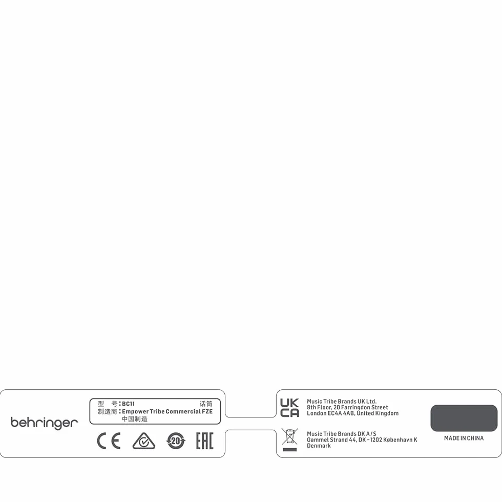 Behringer BC11 Cable Para Auricular Prémium Con Micrófono En Línea