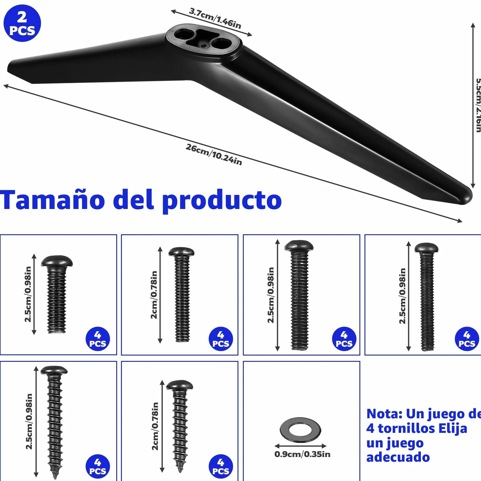 Soportes universales para TV 20-65 pulgadas, patas planas, juego de tornillos negro