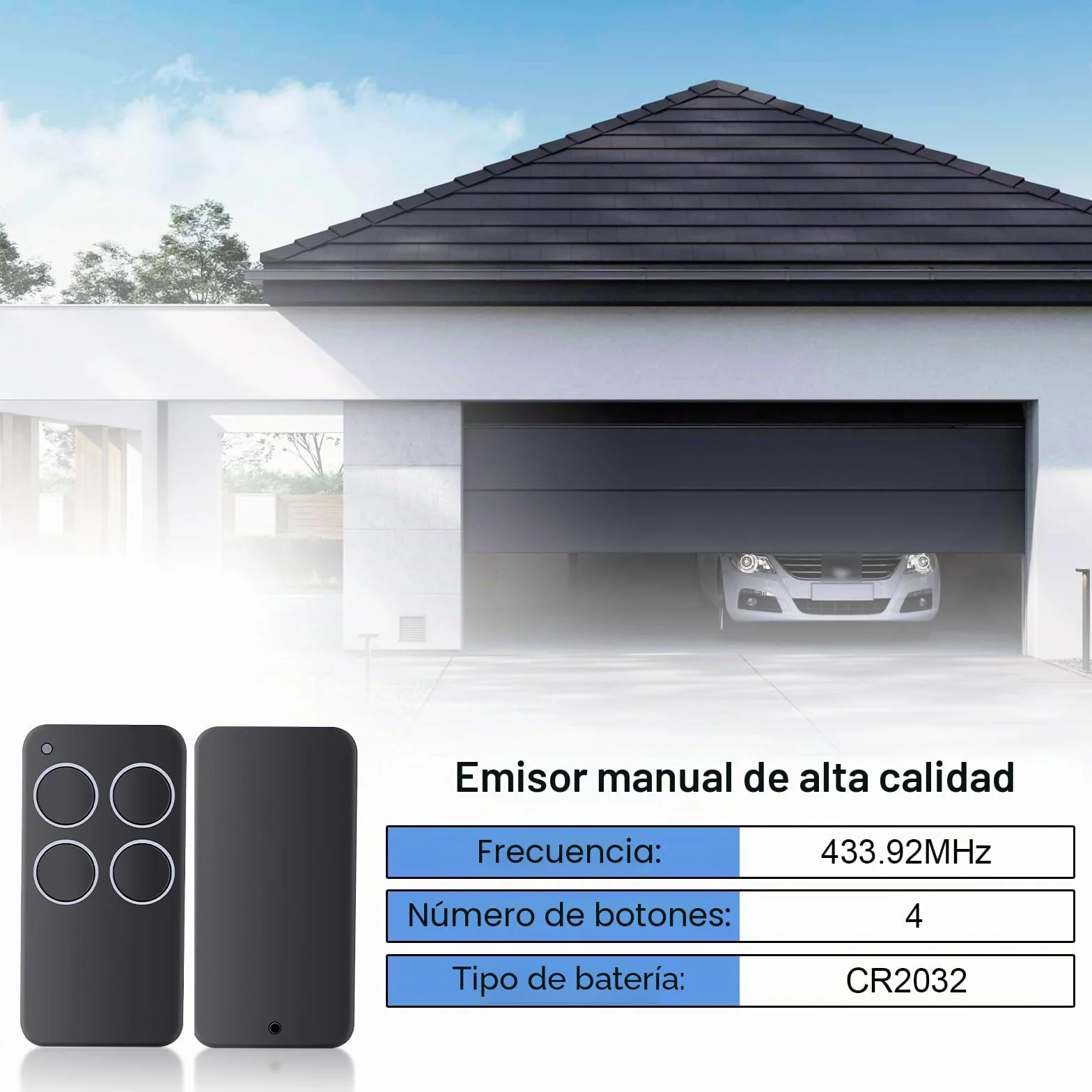 Mando a Distancia Compatible con V2 Phox 2, 2 Unidades para Puerta de Garaje V2 Phoenix 2/4, TXC, TRC, TSC4, Hand (4 Canales)