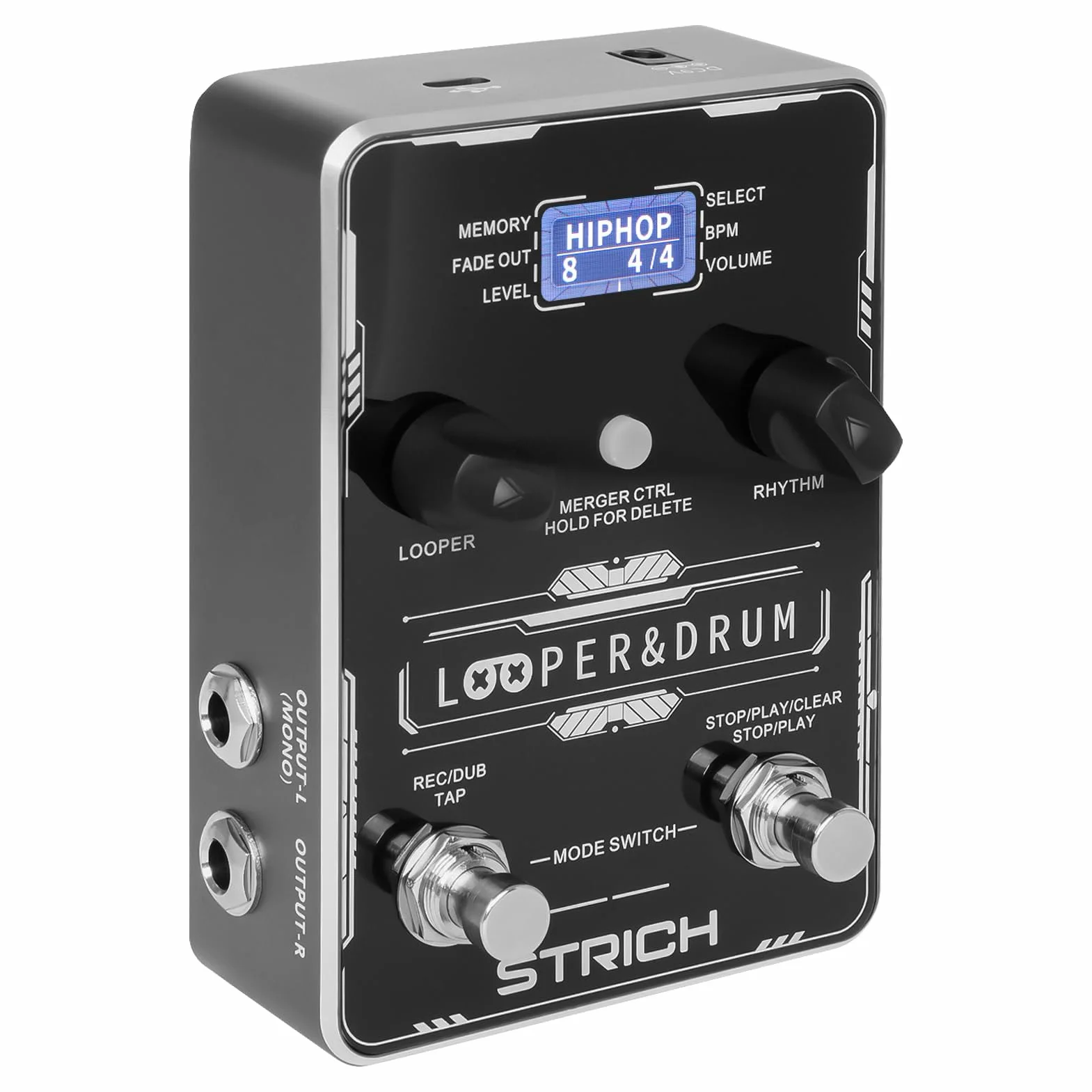 STRICH Pedal de guitarra estéreo Looper con máquina de tambor integrada, 100 patrones de batería, 160 minutos de grabación, USB para audio, soporte