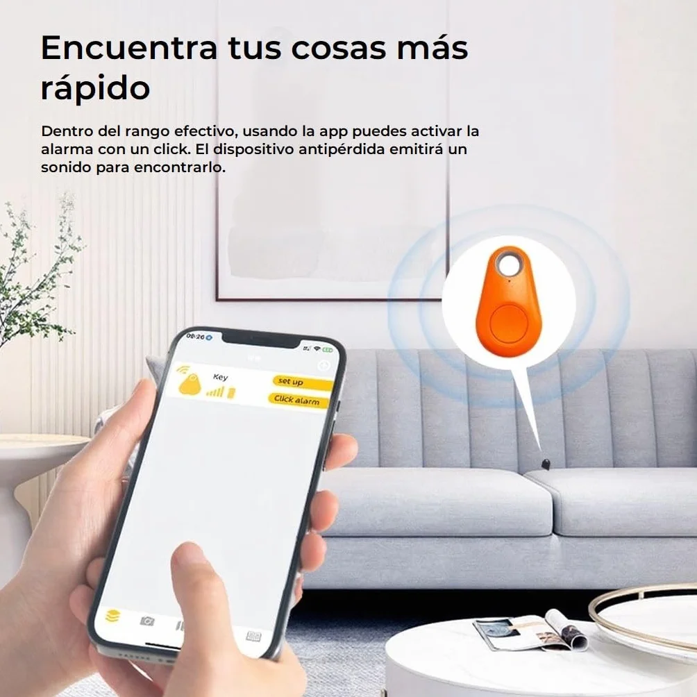 Rastreador GPS Bluetooth con Alarma Antipérdida Localizador Inteligente para Mascotas App Móvil Geocercas Batería Larga Duración