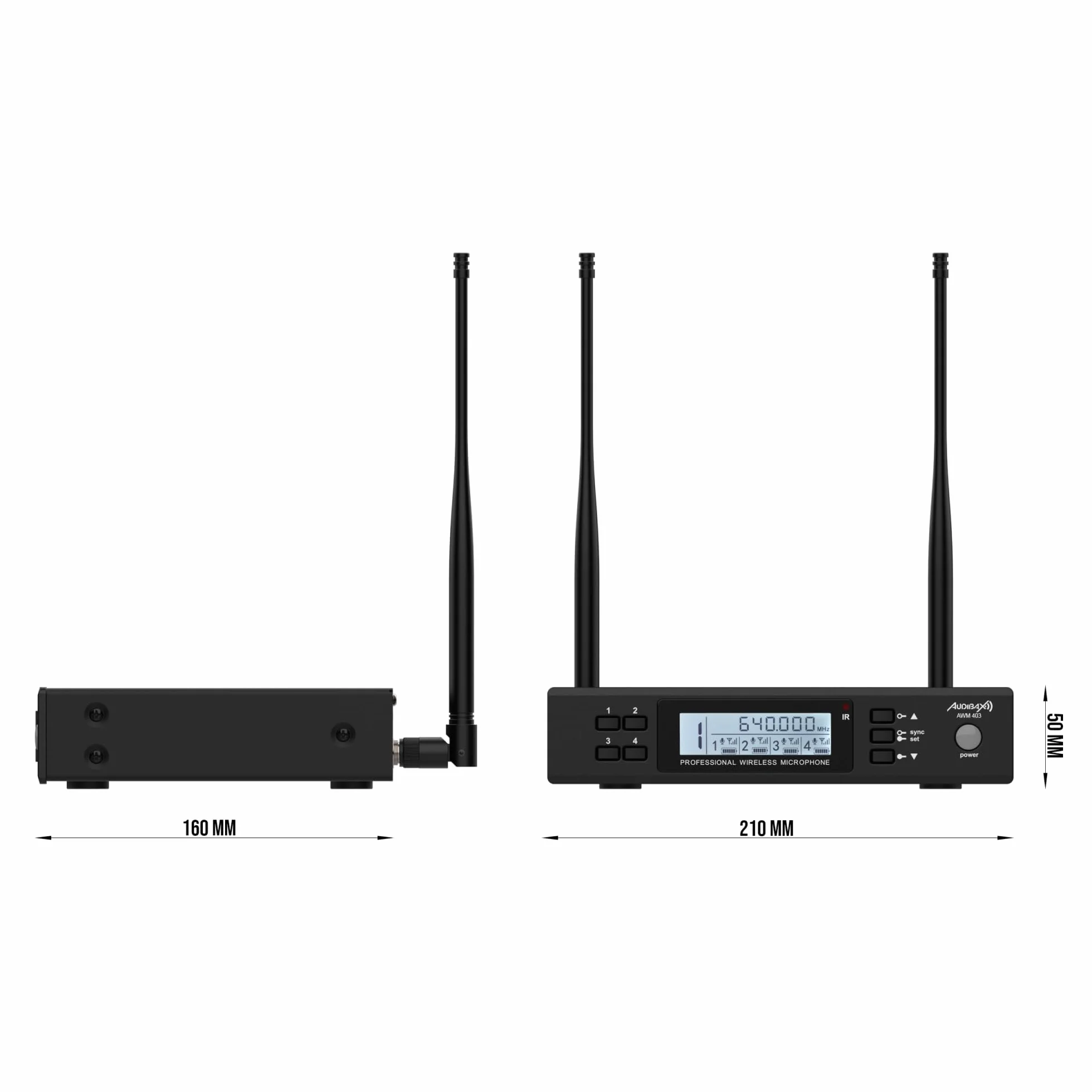 Audibax AWM 403 Sistema Inalámbrico Micrófono Diadema de 4 Canales UHF
