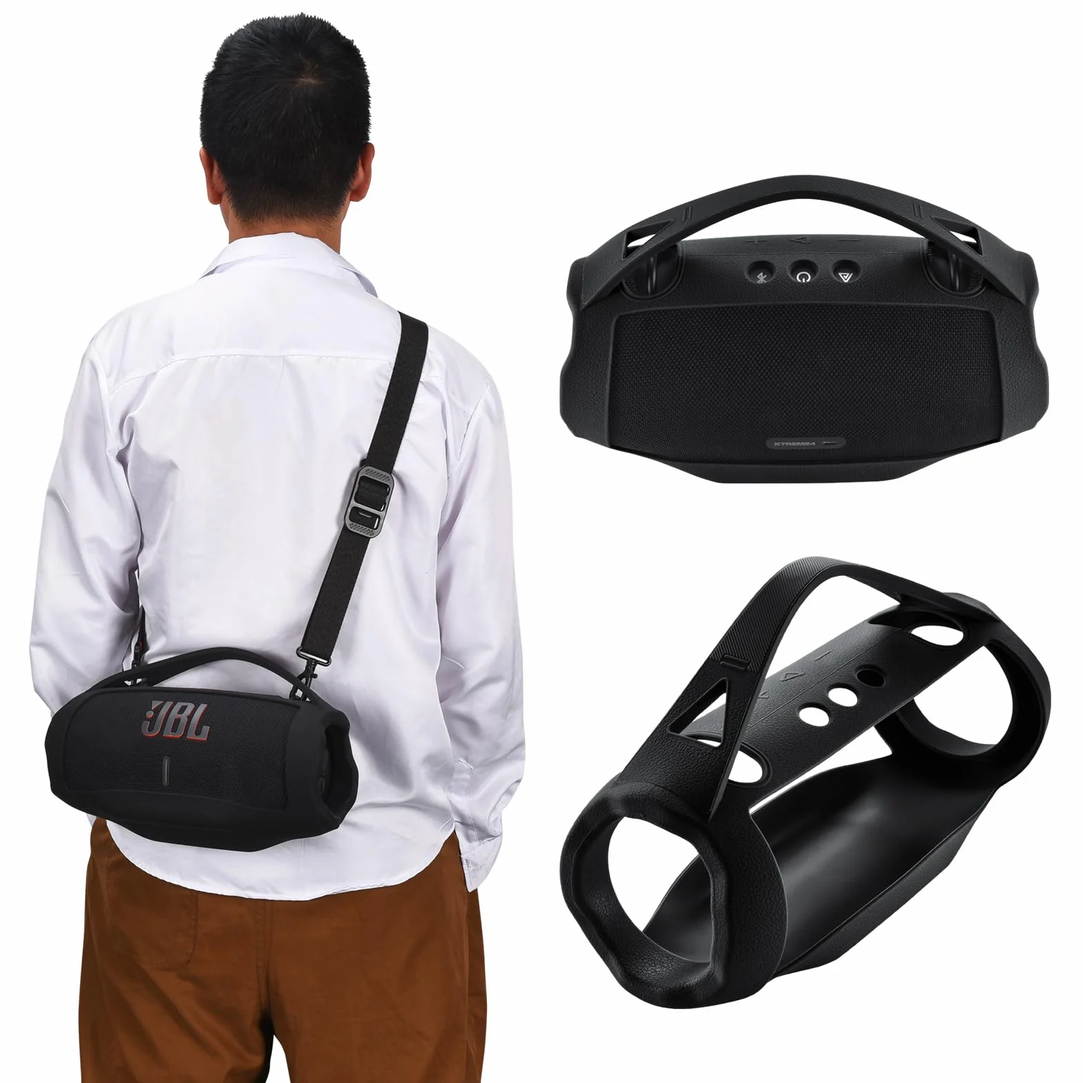 Funda de Silicona para JBL Xtreme 4, Altavoz Bluetooth portátil,Xtreme 4 Estuche de Viaje Portátil Protector Piel Bolsa de Transporte(Negro)