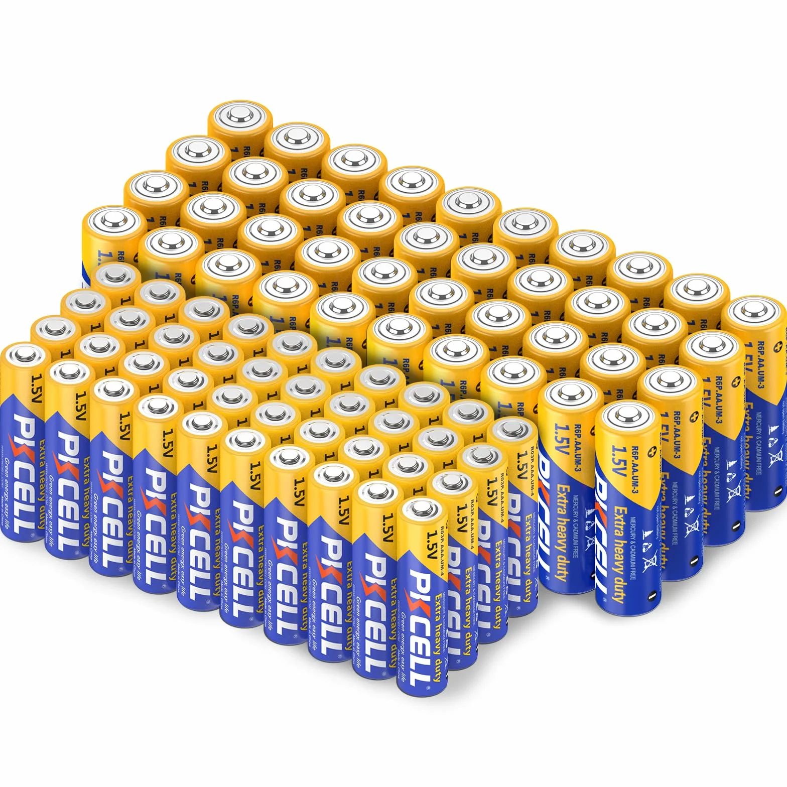 PKCELL 40 Pilas AA R6P + 40 Pilas AAA R03P Carbono 1,5 V