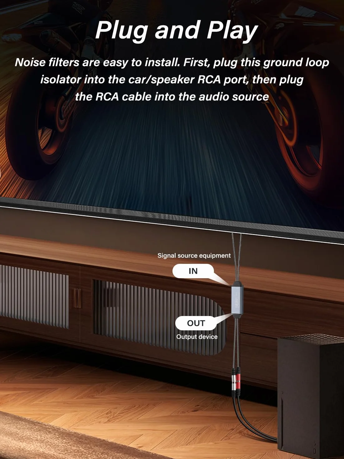 Aislador de ruido RCA, doble canal, filtro de señal de audio RCA, para coche, estéreo, sonido de alta fidelidad para eliminar el zumbido