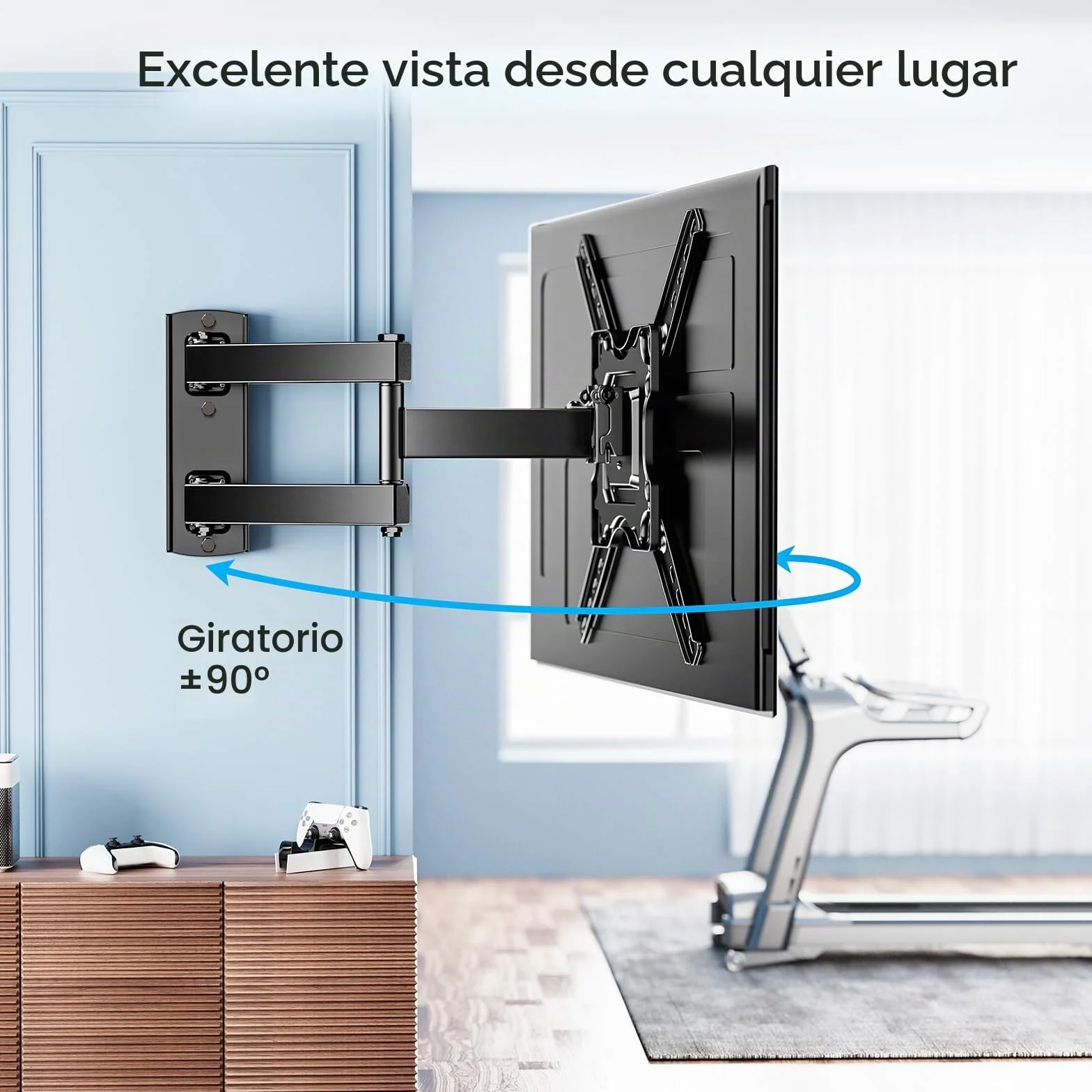 PERLESMITH Soporte TV Pared Inclinación Orientable Extensión 26-60 Pulgadas 35 kg VESA 400x400 mm