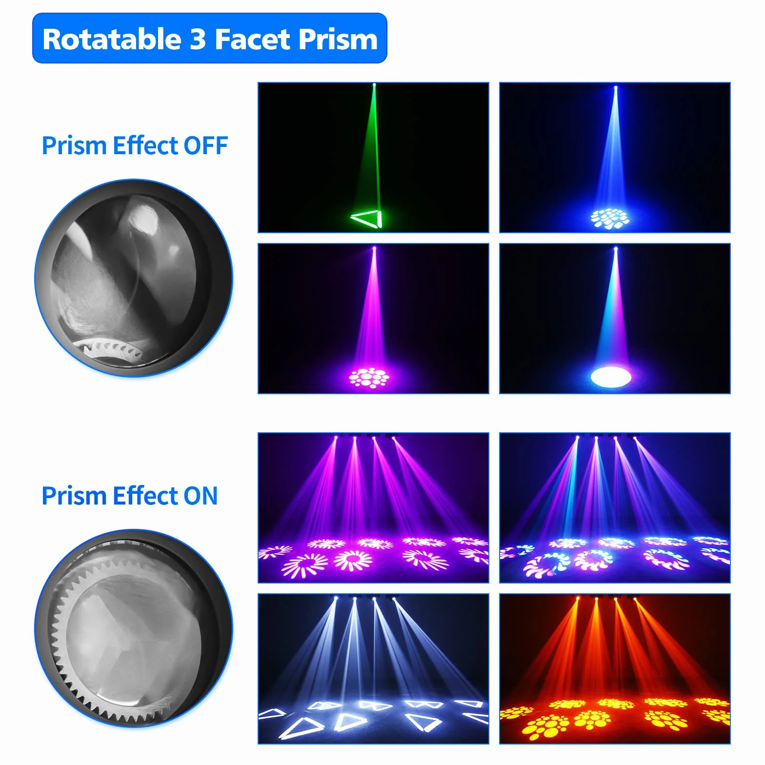 UKing Cabeza Movil LED 100W Luces DJ RGBW 8 Patrón 8 Color DMX512 Iluminación de Escenario Spot luces de Discoteca para Bar Club Fiesta Disco Boda