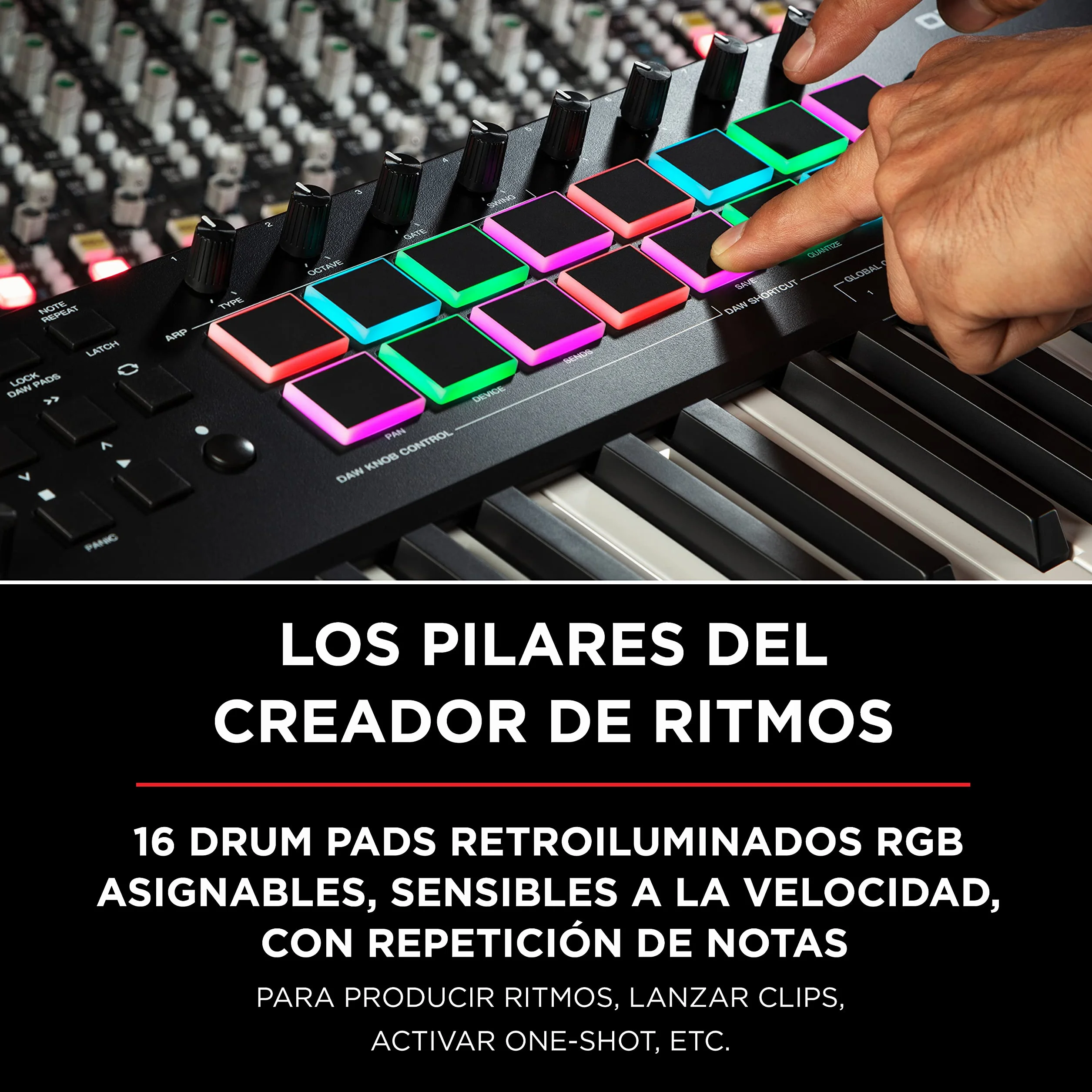 M-AUDIO Oxygen Pro 61 teclado controlador MIDI USB con 61 teclas, beat pads, perillas asignables de MIDI, botones y faders, más pack de sonidos de Native Instruments (integración de NKS)