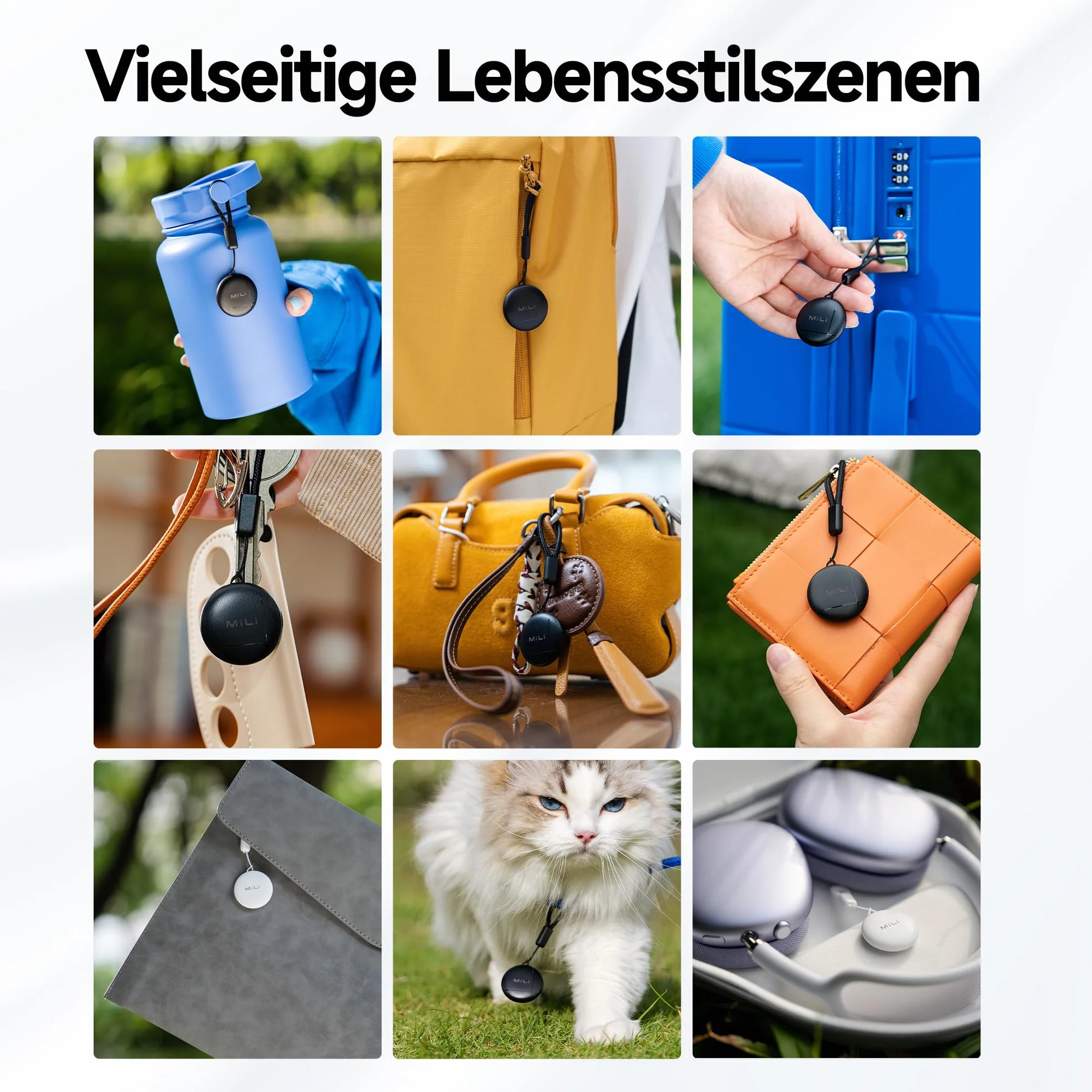 MiLi LiTag Duo - Smart Tag para iOS y Android, Compatible con Apple Buscar y Google Localizador, Bluetooth Key Finder para Equipaje/Bolsos/maletín/Cartera
