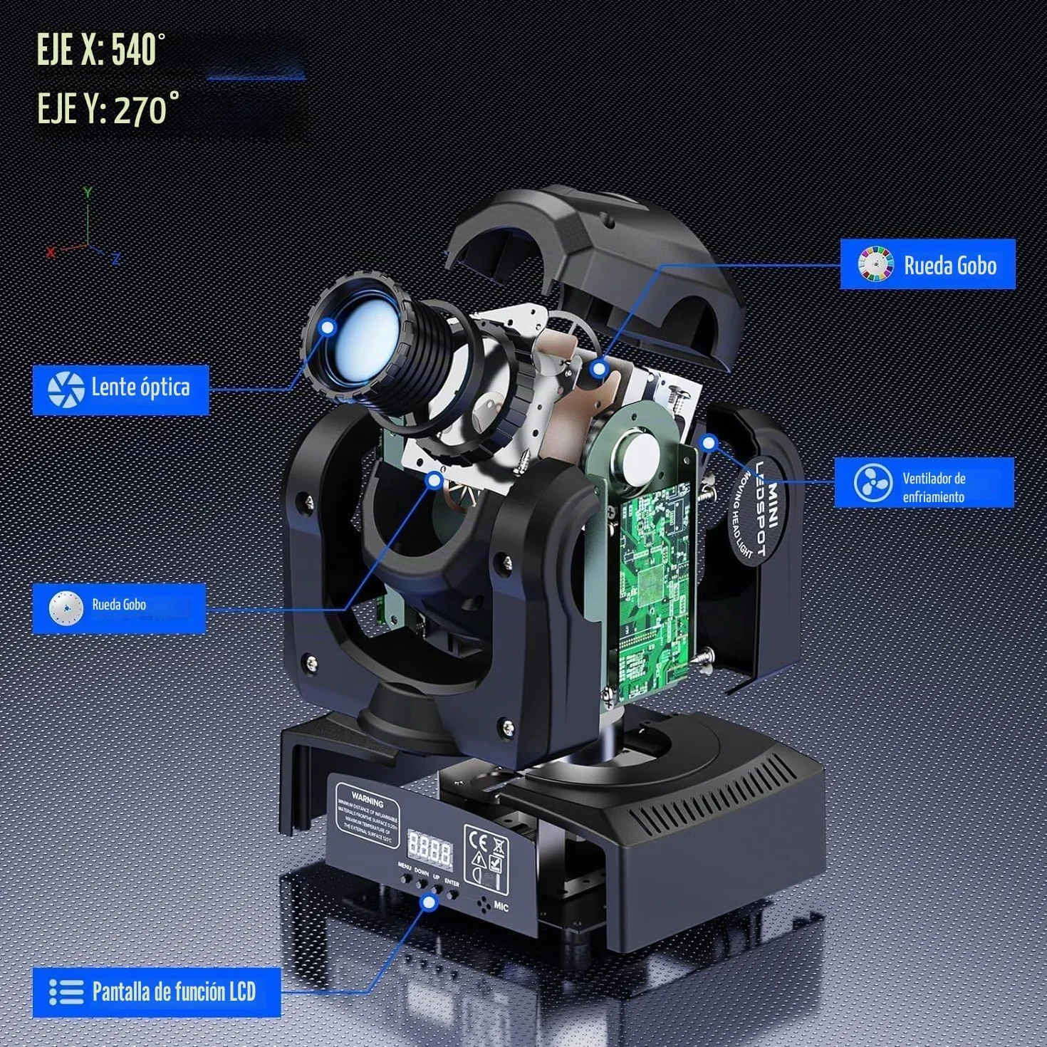UKing Cabezas Moviles LED 50W Luz de Escenario DMX 512 RGBW Iluminacion DJ Moving Head Foco Luces de la Etapa 9/11 Canales Luces discoteca para KTV, Bar, Club, Fiesta, Boda