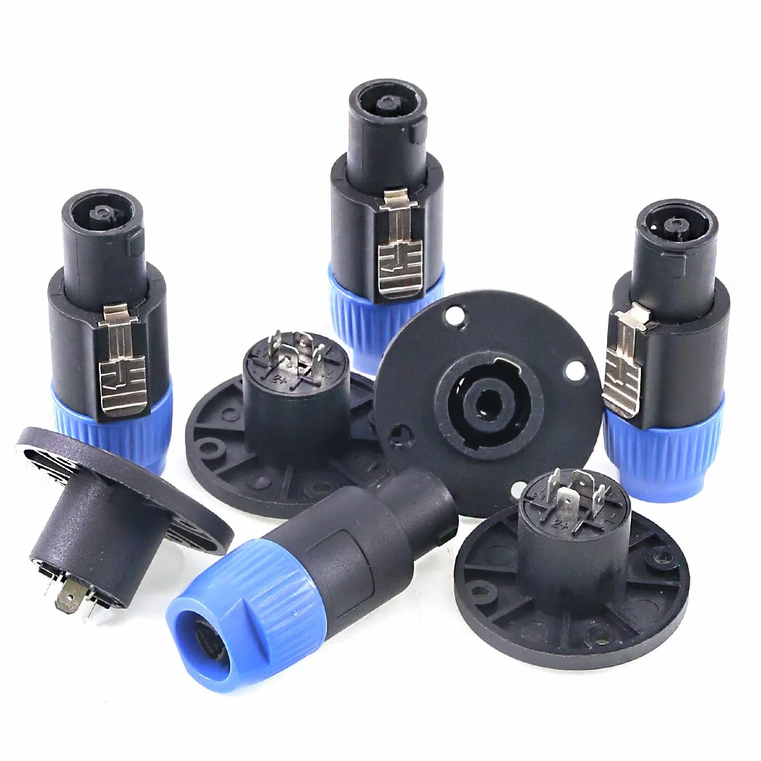 Swpeet Paquete de 8 conectores de altavoz de audio, 4 polos, enchufe de altavoz de bloqueo giratorio compatible con Jack Twist Lock de 4 polos, redondo, perfecto para Neutrik Speakon NL4FC, NL4FX,