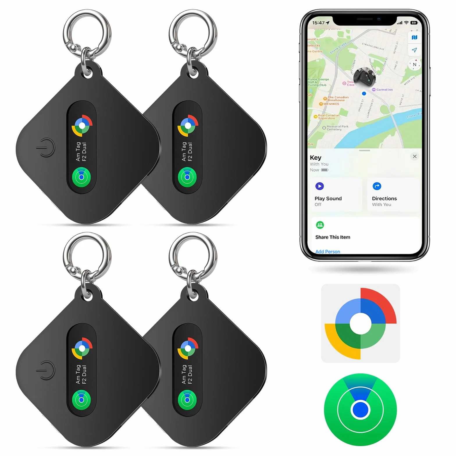 Smart Tag Localizador de Llaves Compatible con iOS Find My App o Android Find Hub App IP67 Resistente al Agua Batería reemplazable CR2032 Bluetooth Tracker Finder para Llaves Bolsos Maletas Cartera