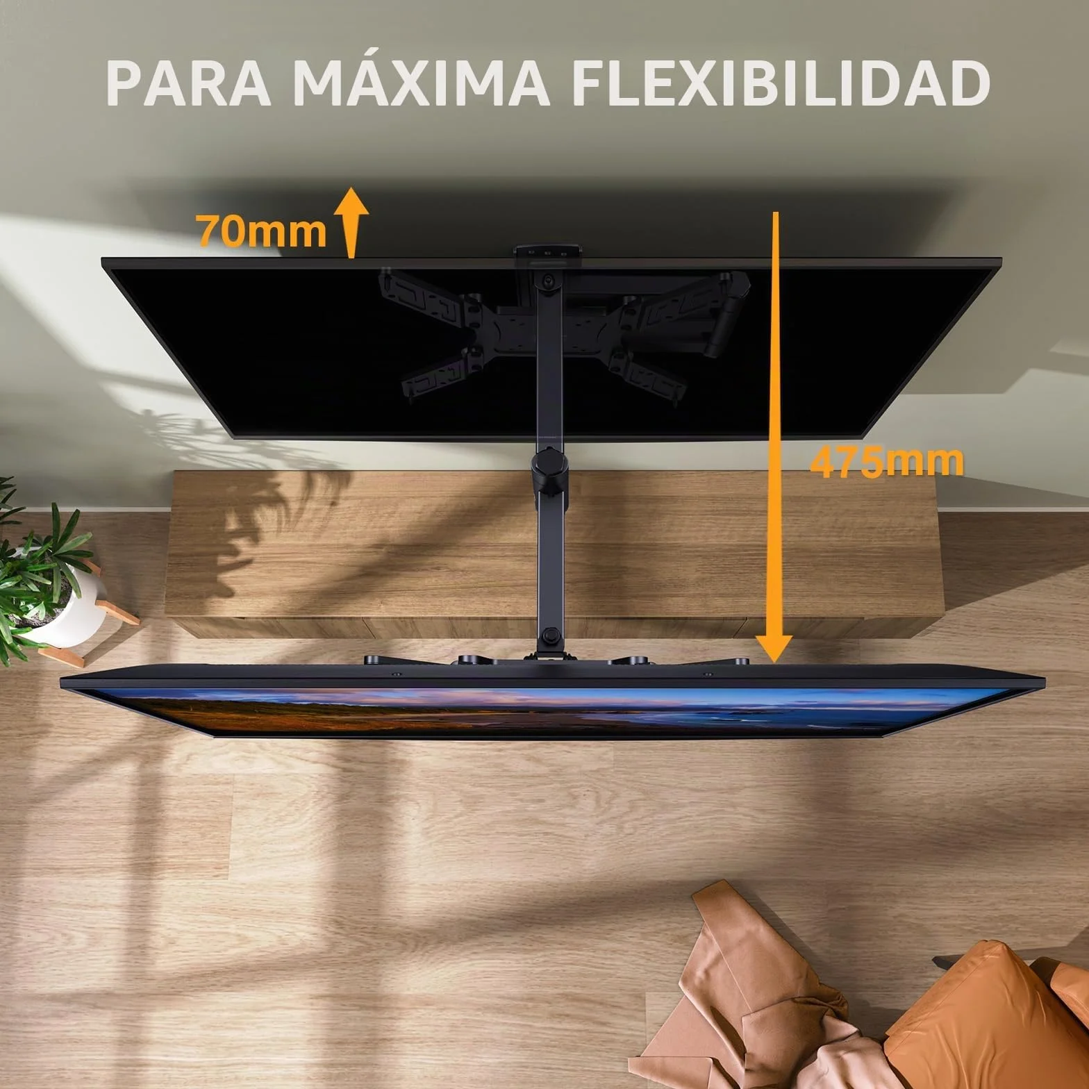 Perlegear Soporte TV de Pared Articulado Inclinable Giratorio 26-65 Pulgadas 45 kg VESA 400x400mm