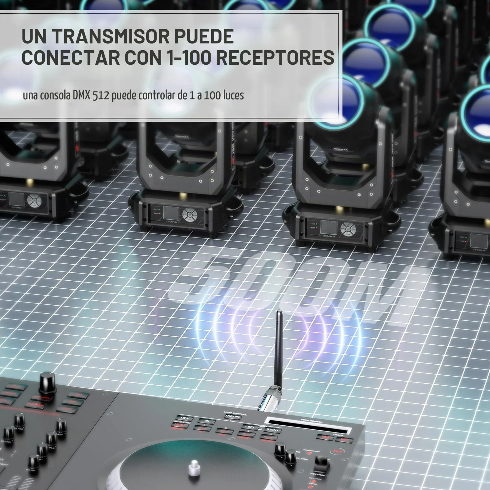 Controlador DMX Inalámbrico UKing con Cajas, Transmisor/Receptor Inalámbrico DMX512, Controlador de Iluminación LED, Funciona con Controlador DMX, Estuche de Almacenamiento Resistente para Transmisor
