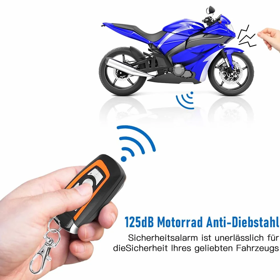 de Alarma para Motocicleta con 2 Controles Remotos, 12V 125db Antirrobo Inalámbrico Universal a Prueba de Agua Alarma Moto con Encendido a Distancia