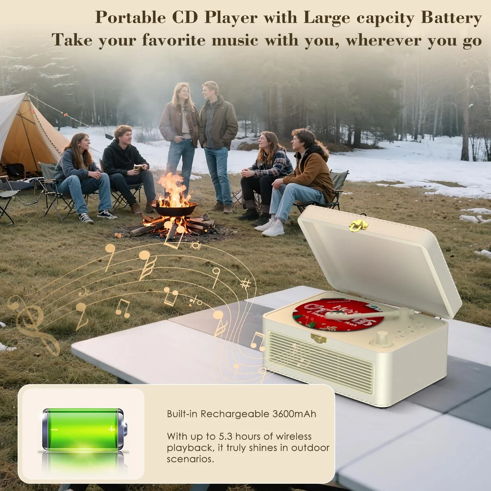 Reproductor de CD Portatil Bluetooth: Kegaudio Reproductor CD con Altavoces Radio y Mando a Distancia Soporte Reproducción USB/AUX Toma de Auriculares PU Blanco