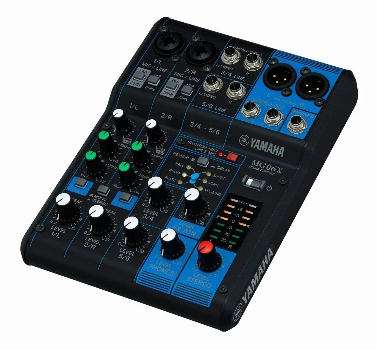 Yamaha MG06X - Mezclador compacto de 6 canales de entrada, efectos digitales SPX y preamplificadores de micrófono D-PRE