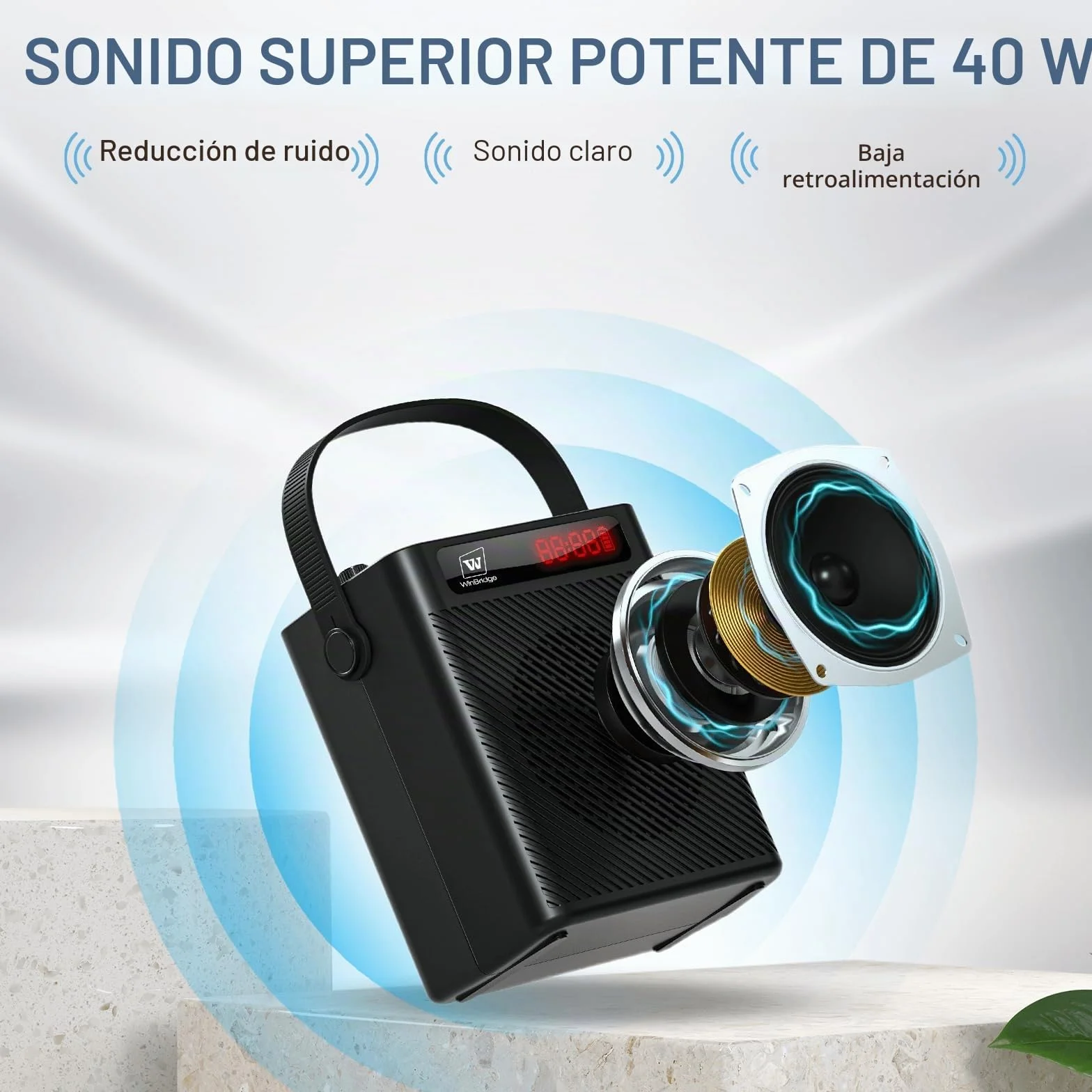 Micrófono inalámbrico amplificador de voz/micrófono de mano, micrófono portátil de 40 W y altavoz, sistema de karaoke inalámbrico, altavoz Bluetooth con micrófonos, sistema PA personal, 4 efectos de