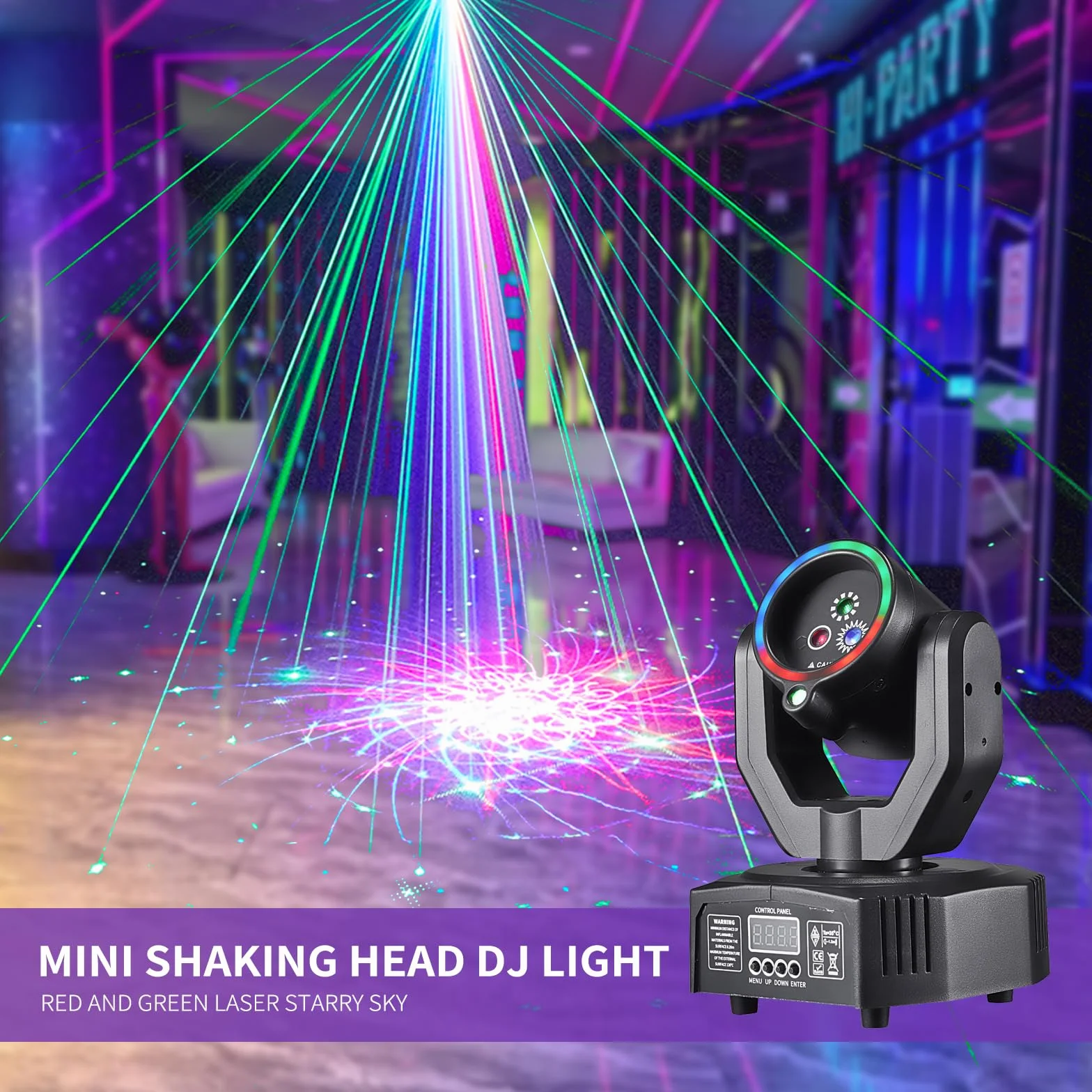 LT04 - Luz de discoteca con cabeza móvil, luz LED RGB LT04, proyector de DJ, luces de discoteca controladas por música, luces de discoteca, efecto DMX, para KTV, reunión familiar, boda, cumpleaños