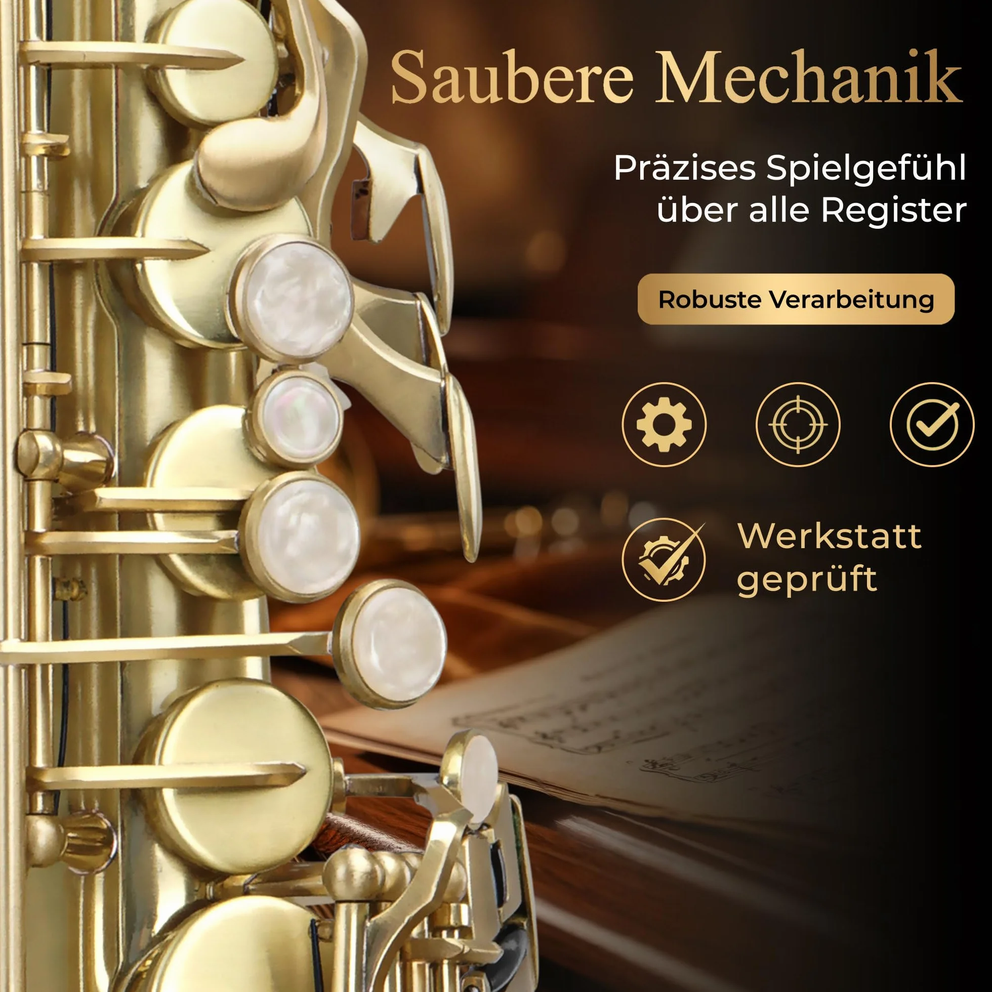 Classic Cantabile Winds AS-450 Saxofón Alto Eb Cepillado (Saxofón Alto, latón cepillado mate, afinación Eb, llave de Fa alto, mecánica de llaves muy ergonómica)
