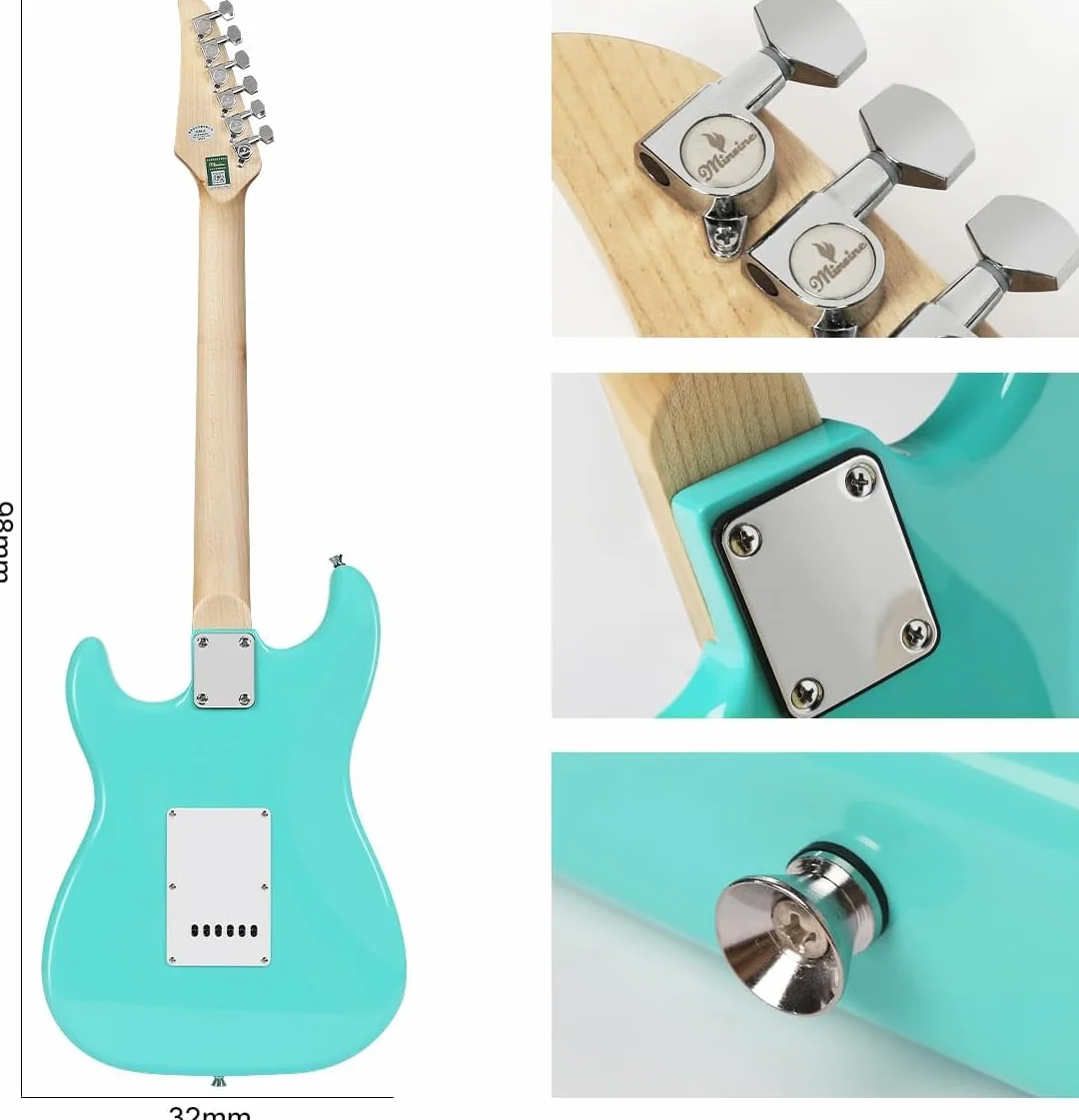 Bullfighter Guitarra eléctrica para adultos principiante, traje de guitarra rock profesional para hombres y mujeres con bolsa de guitarra, correa, púas, afinador, cuerdas y cable (Verde)