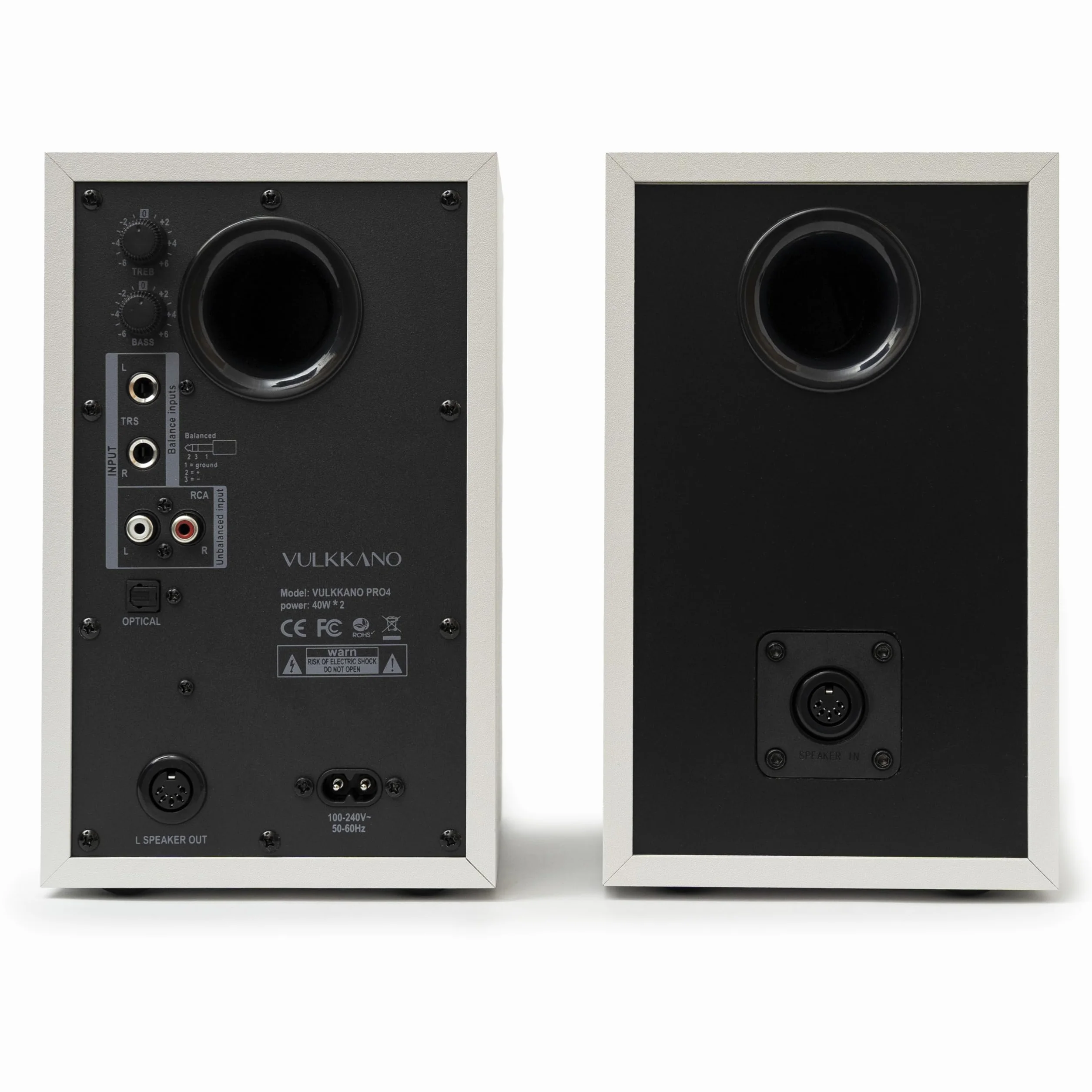 VULKKANO PRO4 Monitores de Estudio con Woofer de 4”, Bluetooth, Entrada Balanceada TRS, RCA, Salida para Cascos, AUX, Optica, ajustes de EQ, Altavoces Monitor para PC