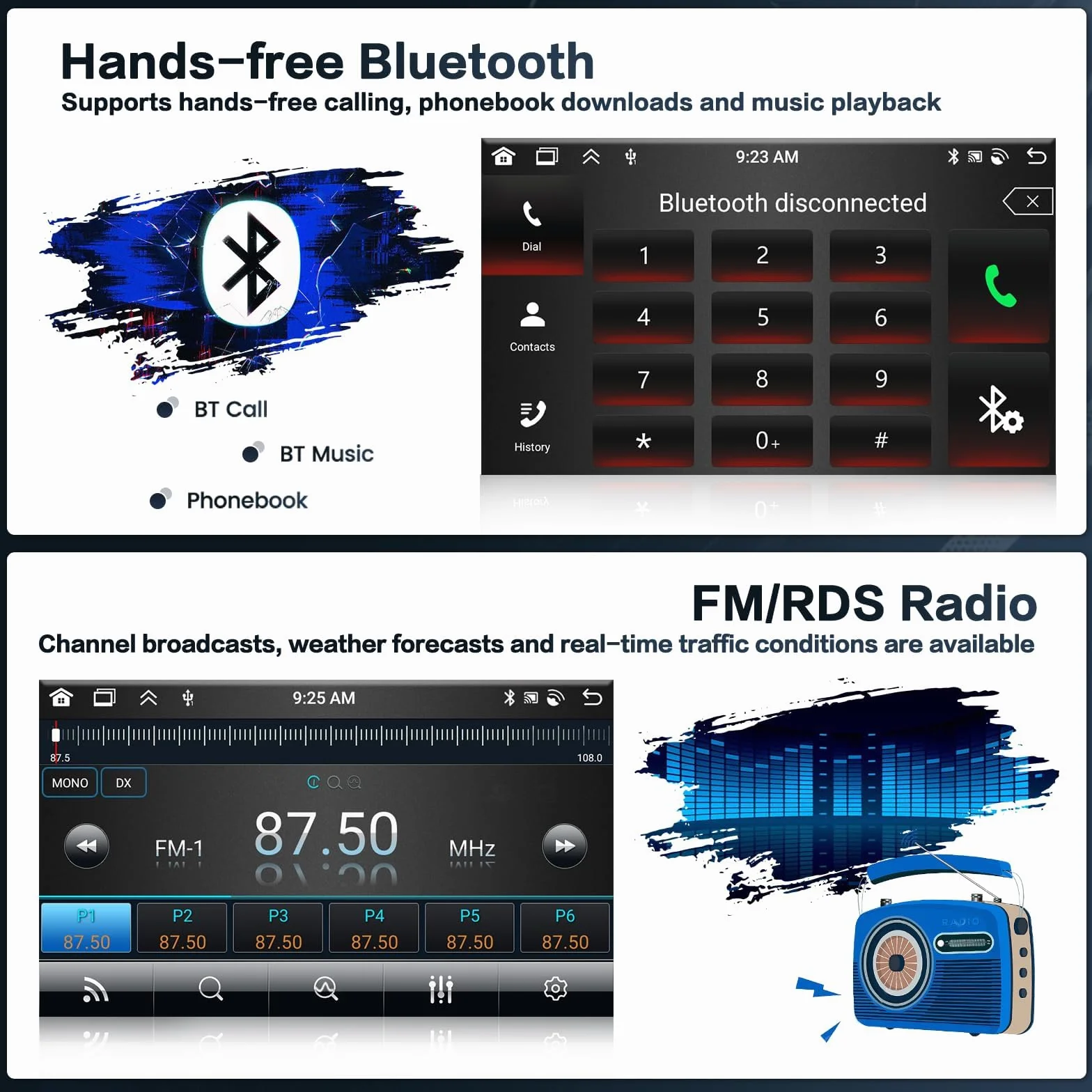 Inefala 8 Núcleos 4+64G Android 15 Radio para Ford Focus 2004-2011, 9 Pulgadas HD Pantalla Táctil con CarPlay y Android Auto, GPS, Cámara Trasera