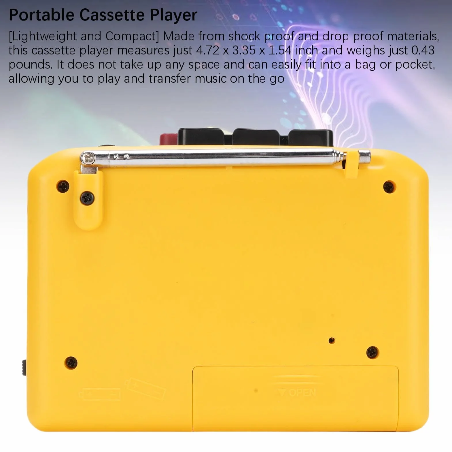 Reproductor de Cassette Portátil con Radio AM/FM, Bluetooth y Grabación Retro