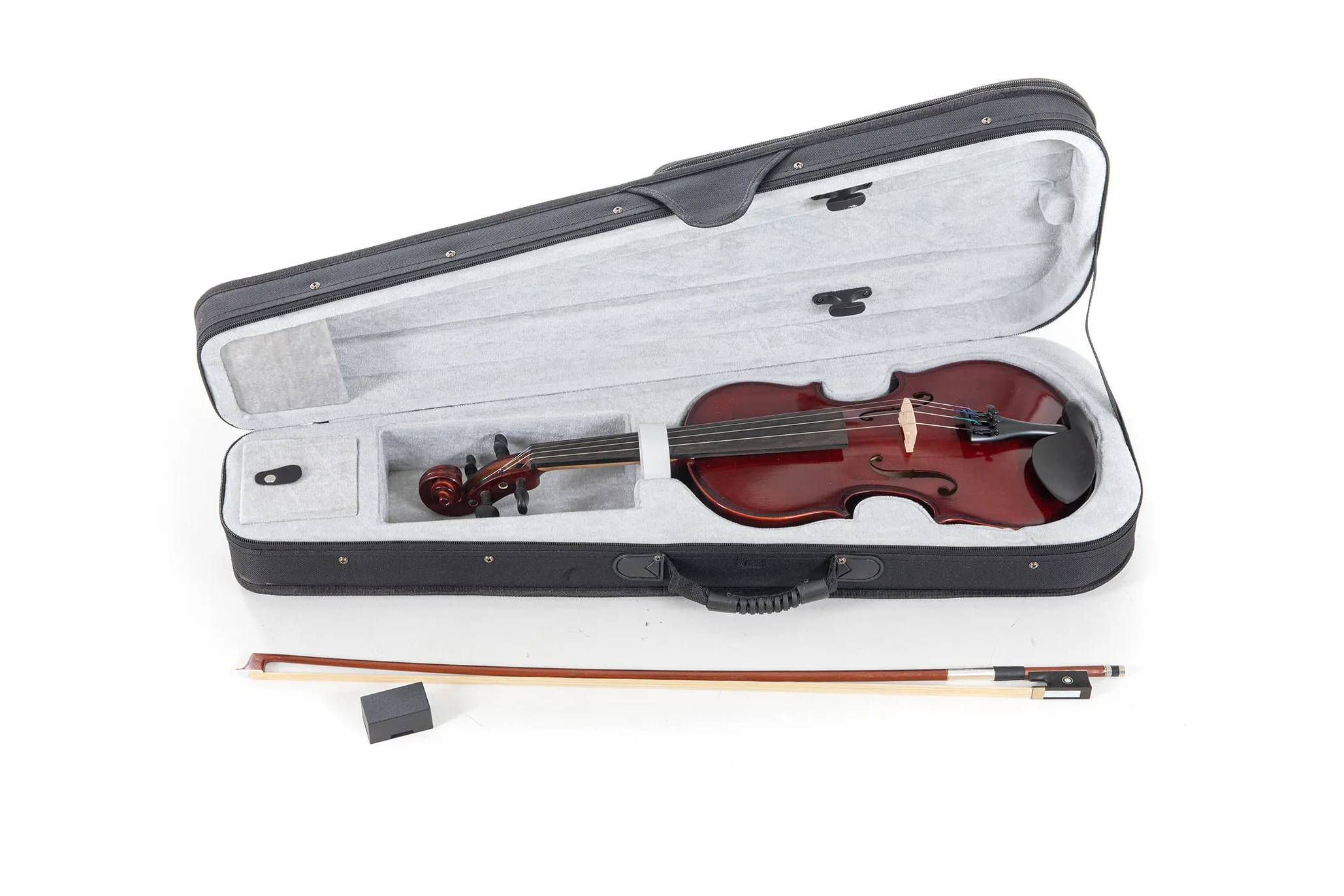 GEWApure Violin Set HW Madera dura 1/16 Montado con Barbada, Cordal con microafinador, Arco, Resina, Estuche con Bandolera