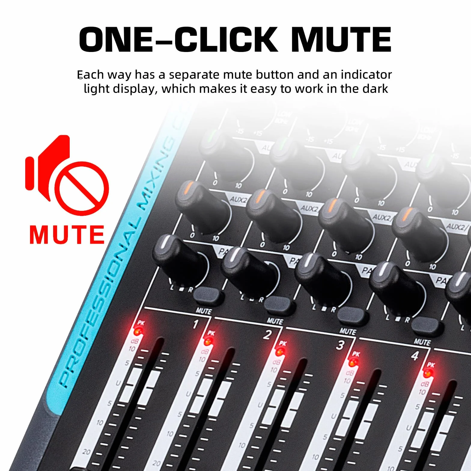 Mesa de mezclas DJ DP-10 profesional 10 canales – Mezclador de audio con USB y 99 efectos DSP – Interfaz para podcast, karaoke y sonido en vivo