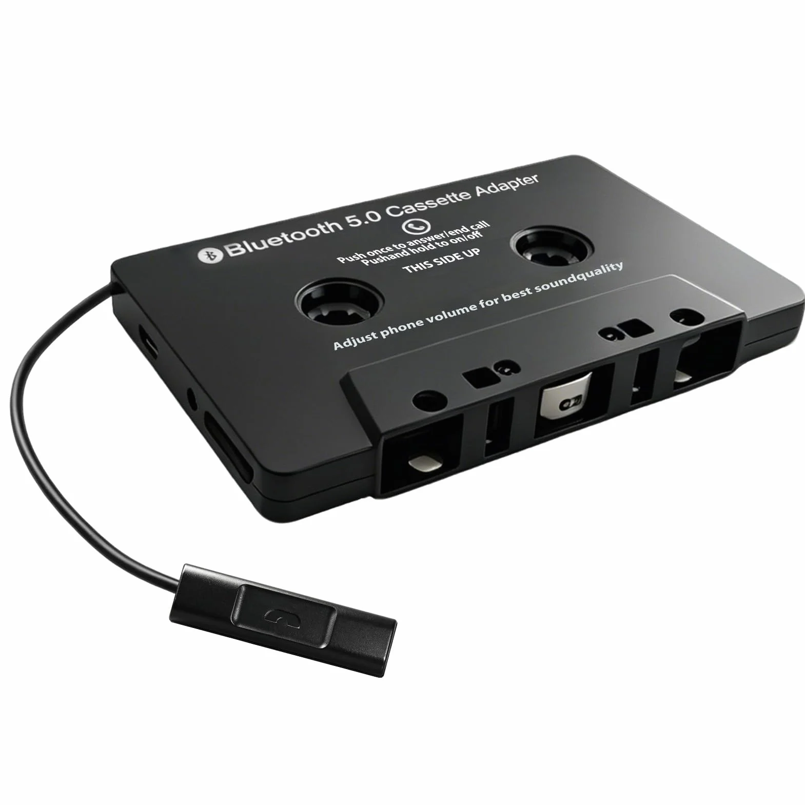 Cassette Bluetooth Coche 5.0 Adaptador de Audio Inalámbrico con Manos Libres Incorporado para Llamadas Claras Compatible con Smartphone Reproductor MP3 y Radio de Coche Clásico Negro