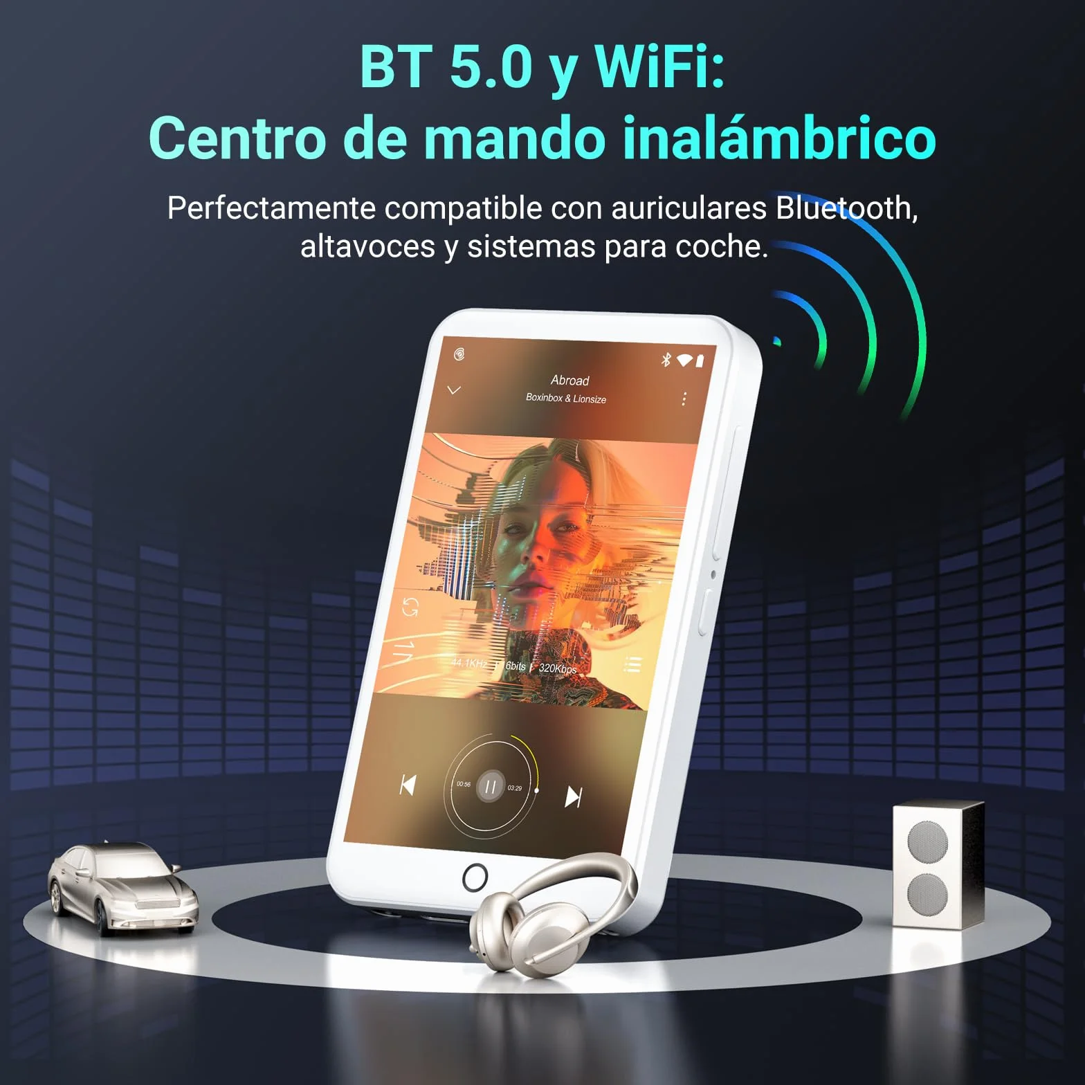 Reproductor MP3 Bluetooth WiFi Android 13 4 Pulgadas Pantalla táctil 3GB RAM 32GB ROM Spotify Music Player Audible Play Store