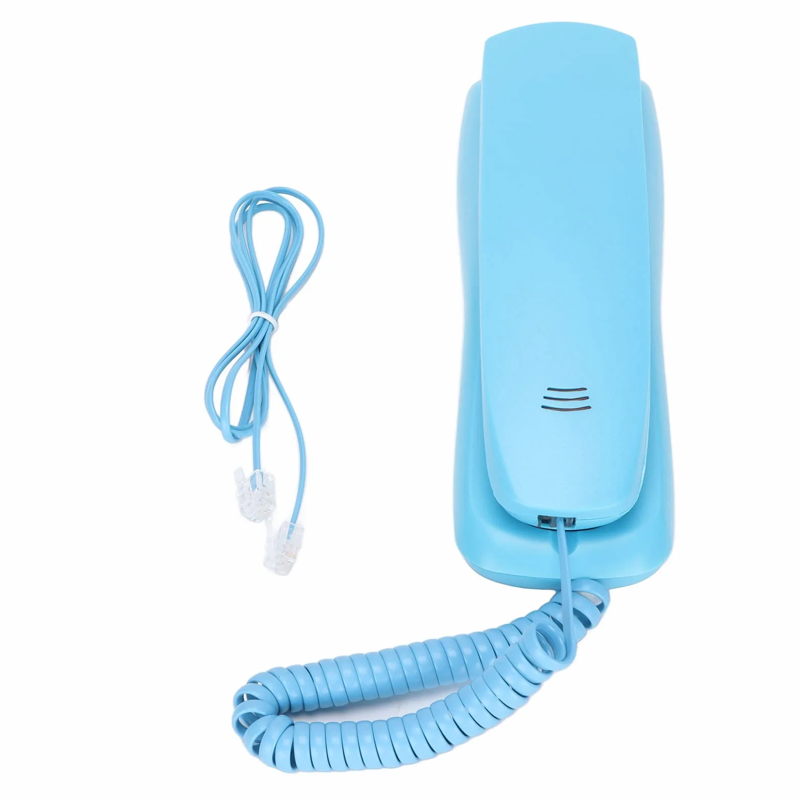PUSOKEI Teléfono con Cable, Teléfono Fijo de Pared, una Línea, Rellamada, 7,9 x 2,4 x 2,2 Pulgadas (Azul)